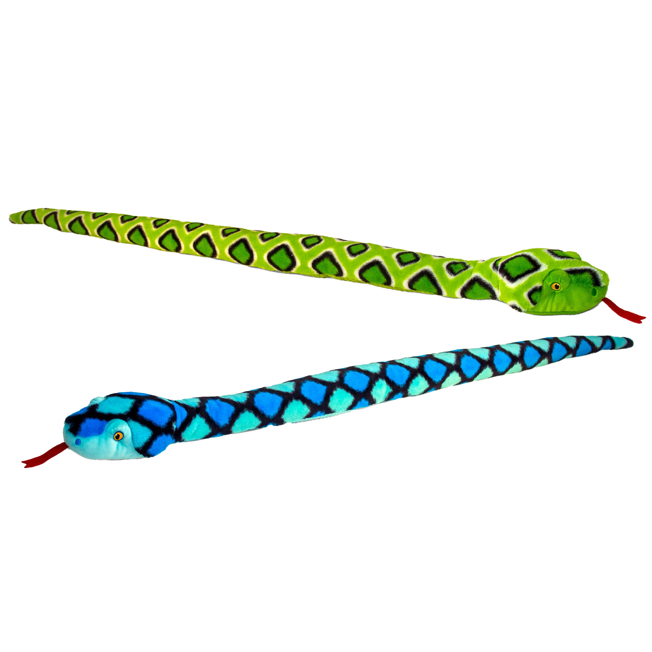 Keel Toys - Pluche knuffel dieren set van 2x slangen blauw en groen 100 cm -