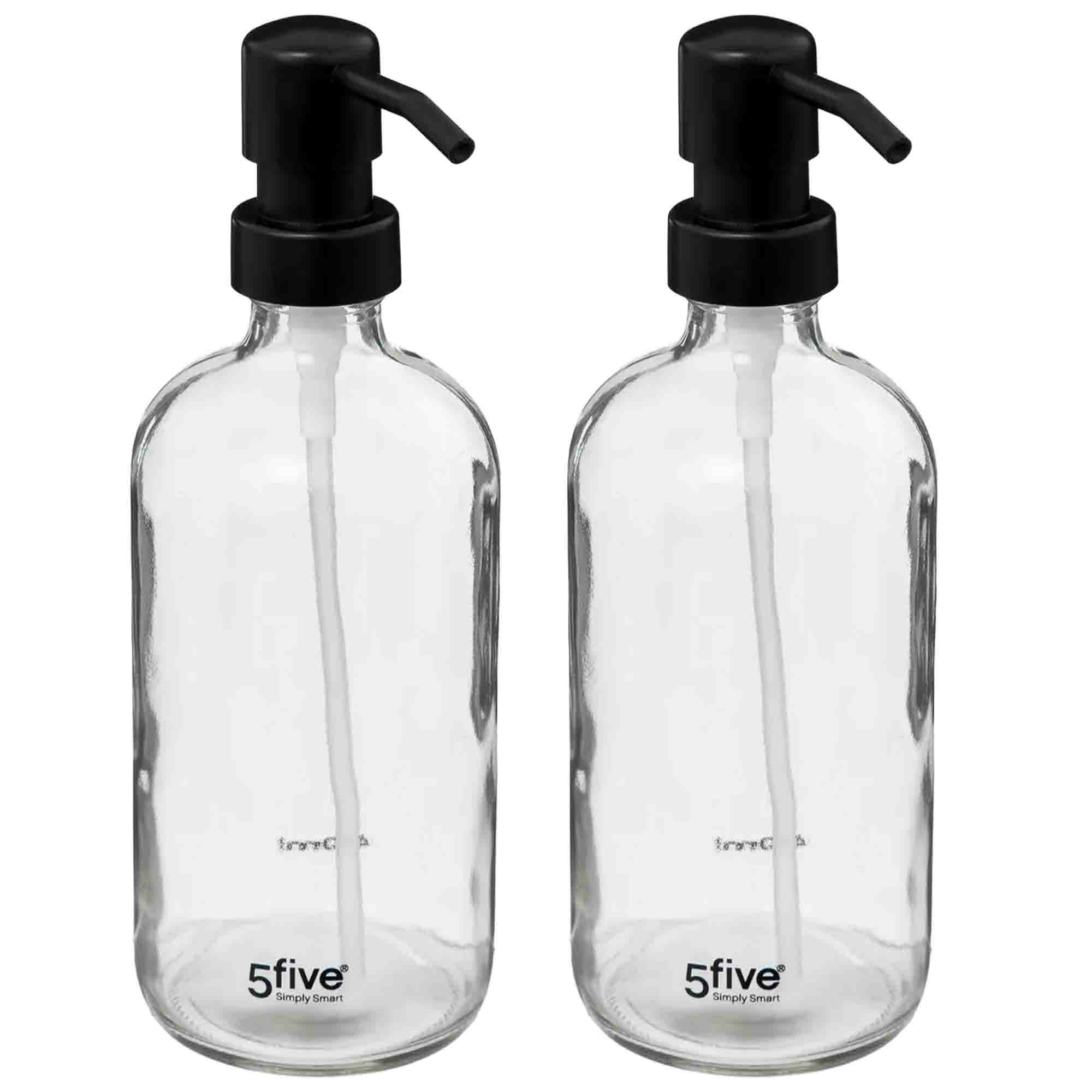 2x Stuks Zeeppompjes/zeepdispensers van glas - transparant - 450 ml -