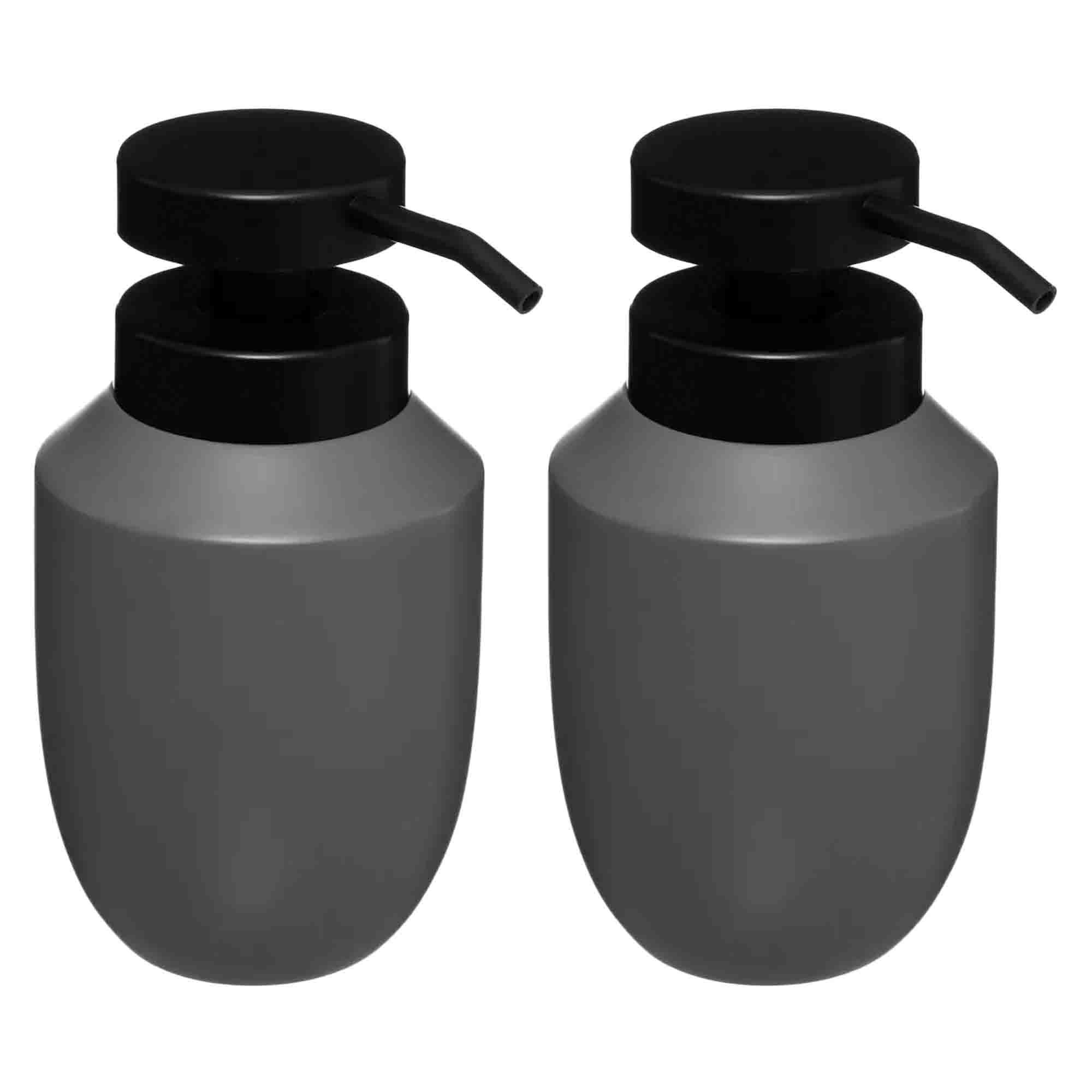 2x Stuks Zeeppompjes/zeepdispensers van kunststeen - grijs - 320 ml -