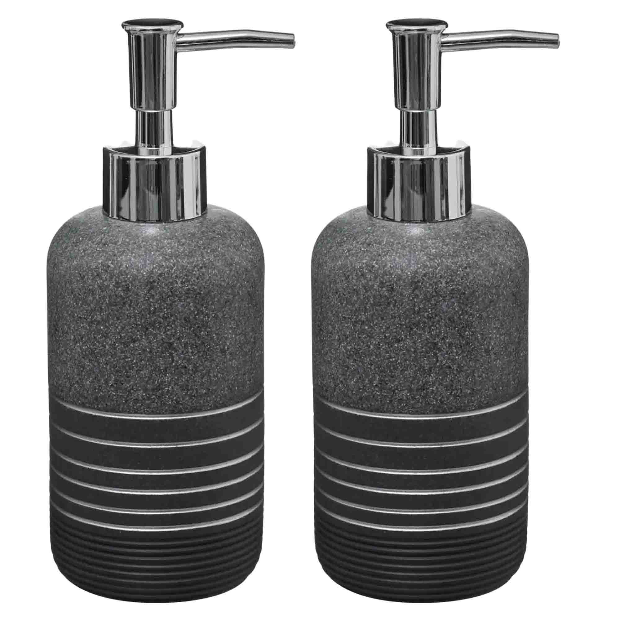 2x Stuks Zeeppompjes/zeepdispensers van kunststeen - zilver - 300 ml -