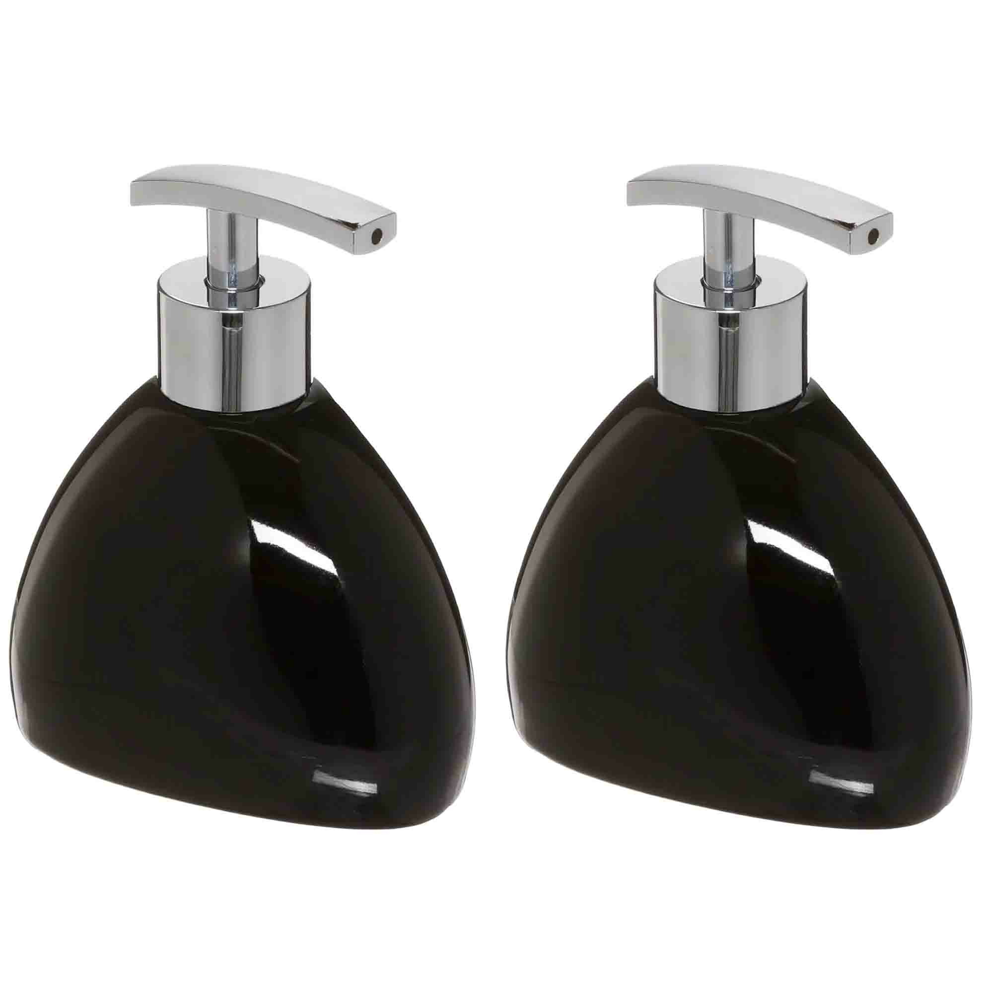 2x Stuks Zeeppompjes/zeepdispensers van keramiek - zwart - 300 ml -
