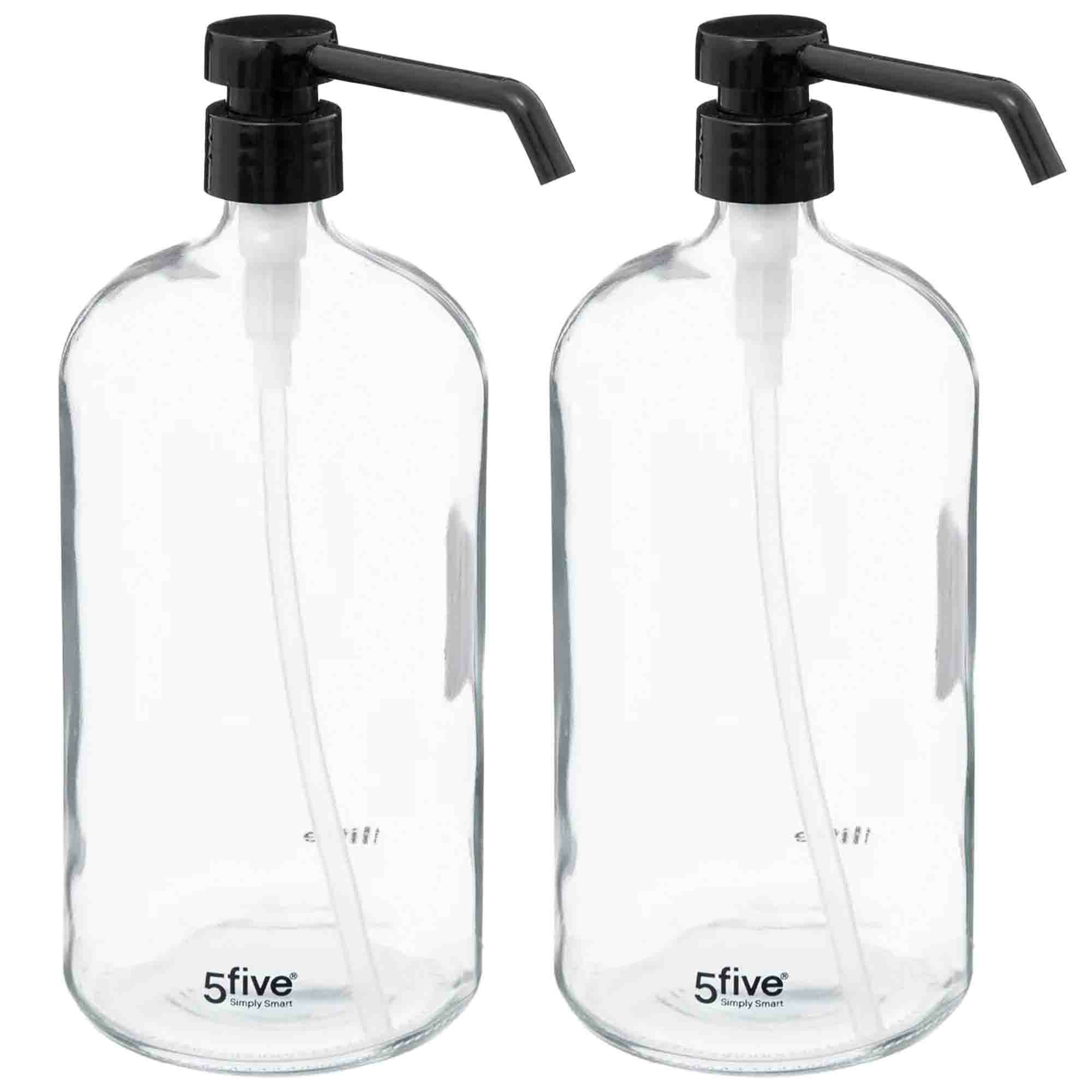 2x Stuks Zeeppompjes/zeepdispensers van glas - transparant - 1 liter -