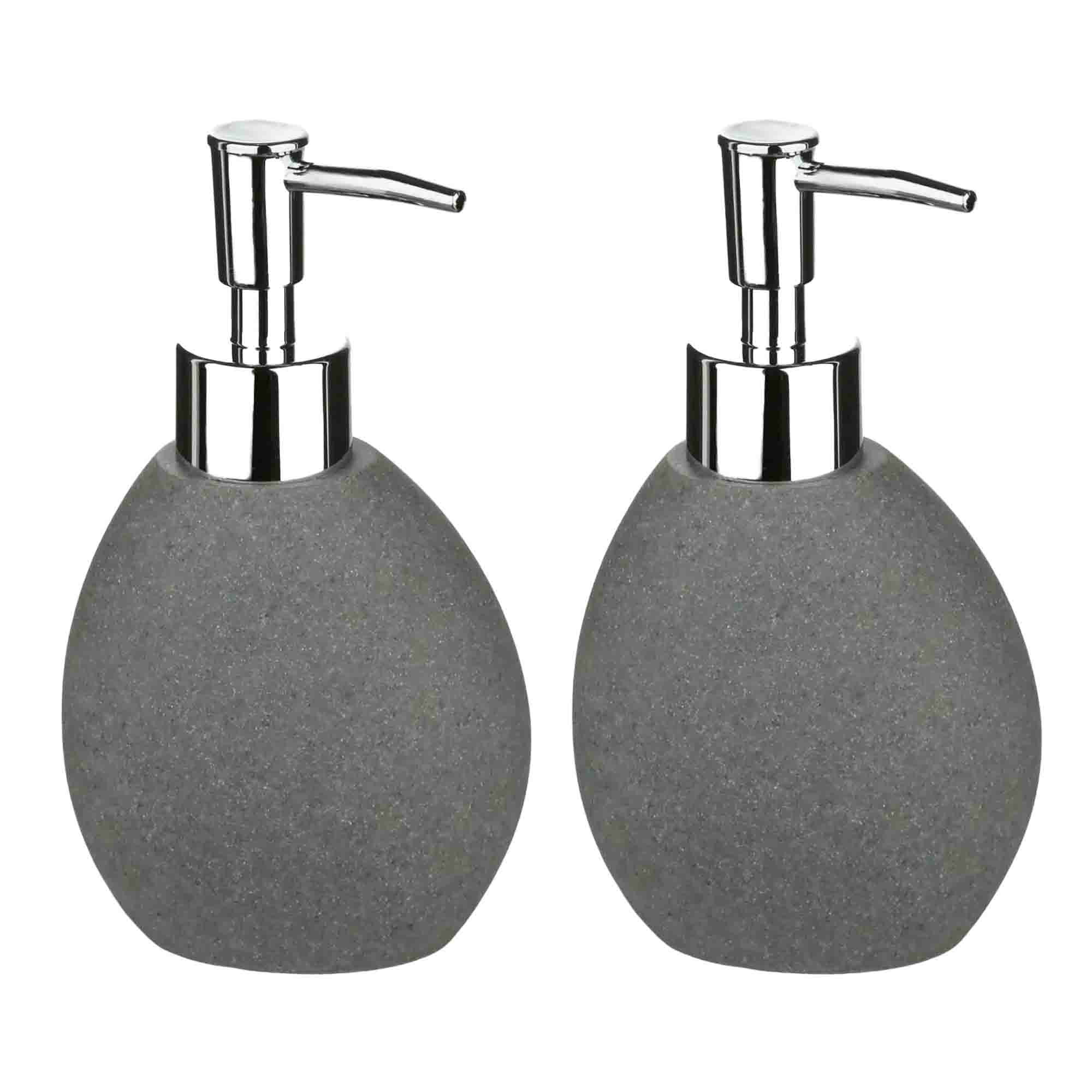 2x Stuks Zeeppompjes/zeepdispensers van kunststeen - donkergrijs -