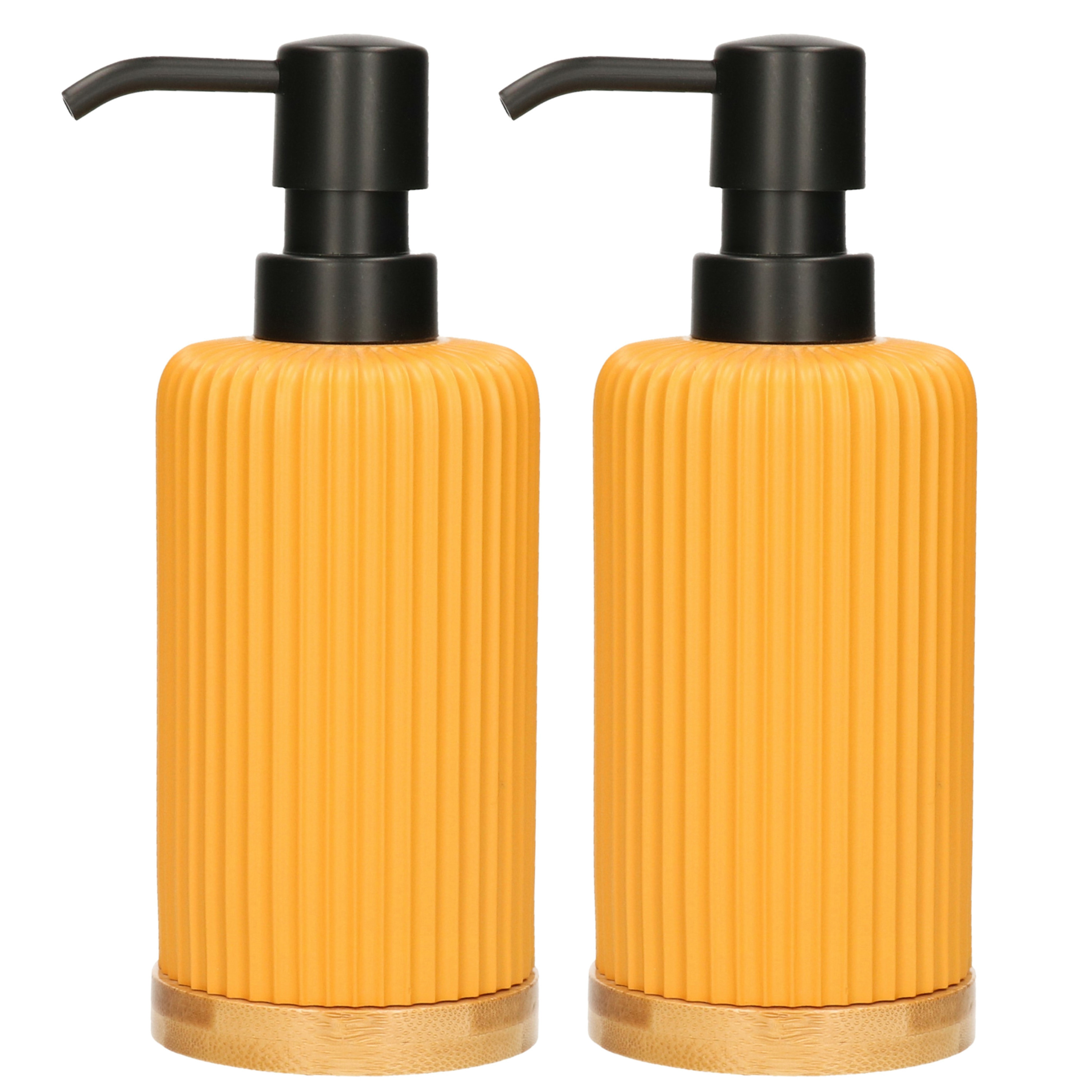 2x Stuks Zeeppompjes/zeepdispensers van kunststeen - geel - 270 ml -