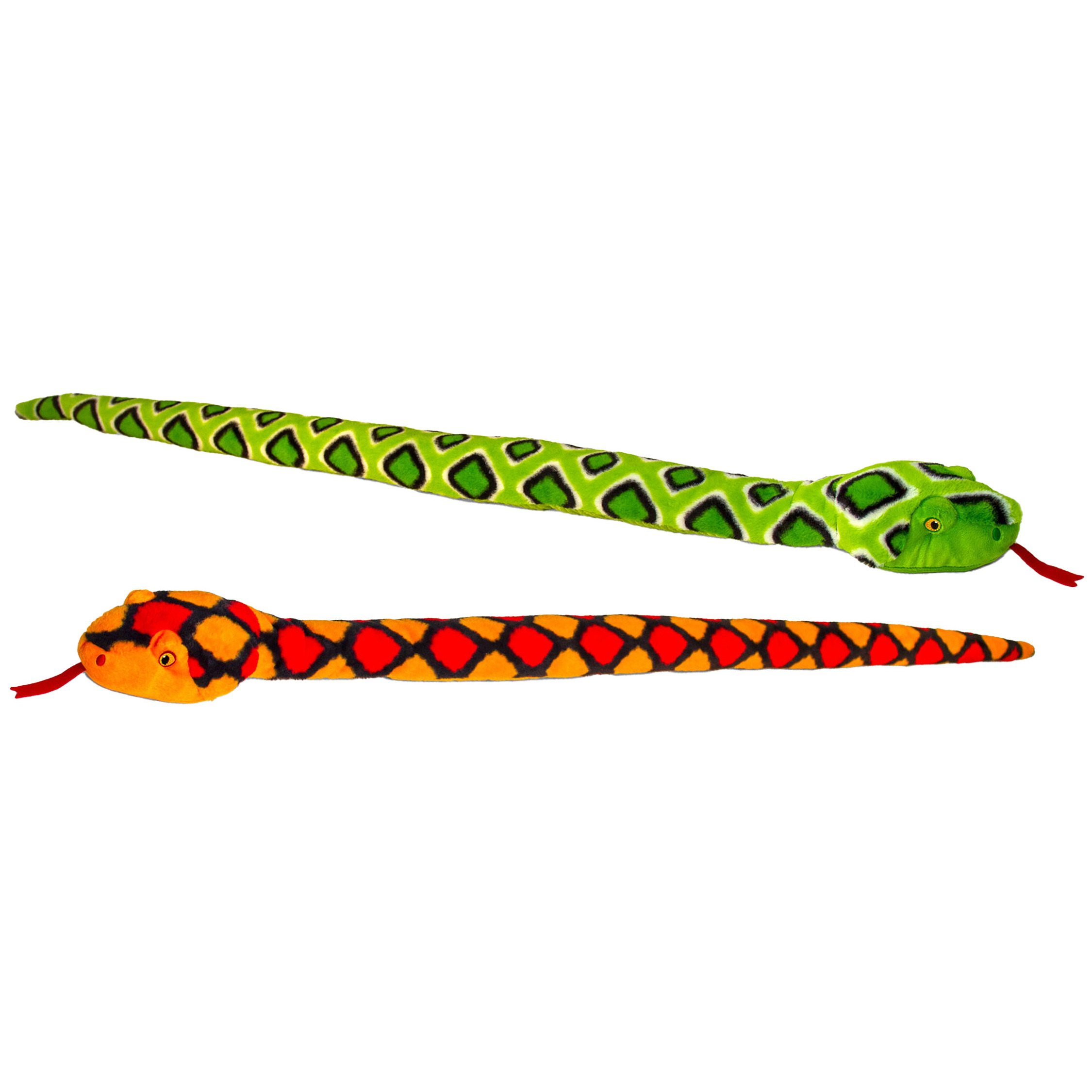 Keel Toys - Pluche knuffel dieren set van 2x slangen rood en groen 100 cm -