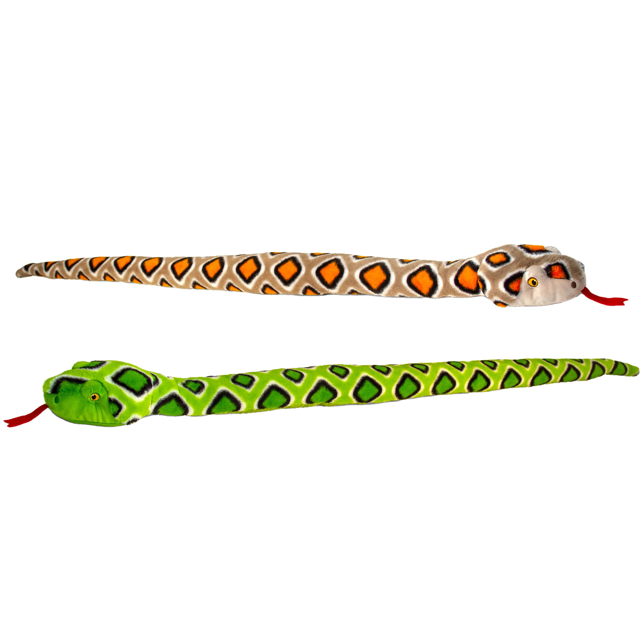 Keel Toys - Pluche knuffel dieren set van 2x slangen bruin en groen 100 cm -