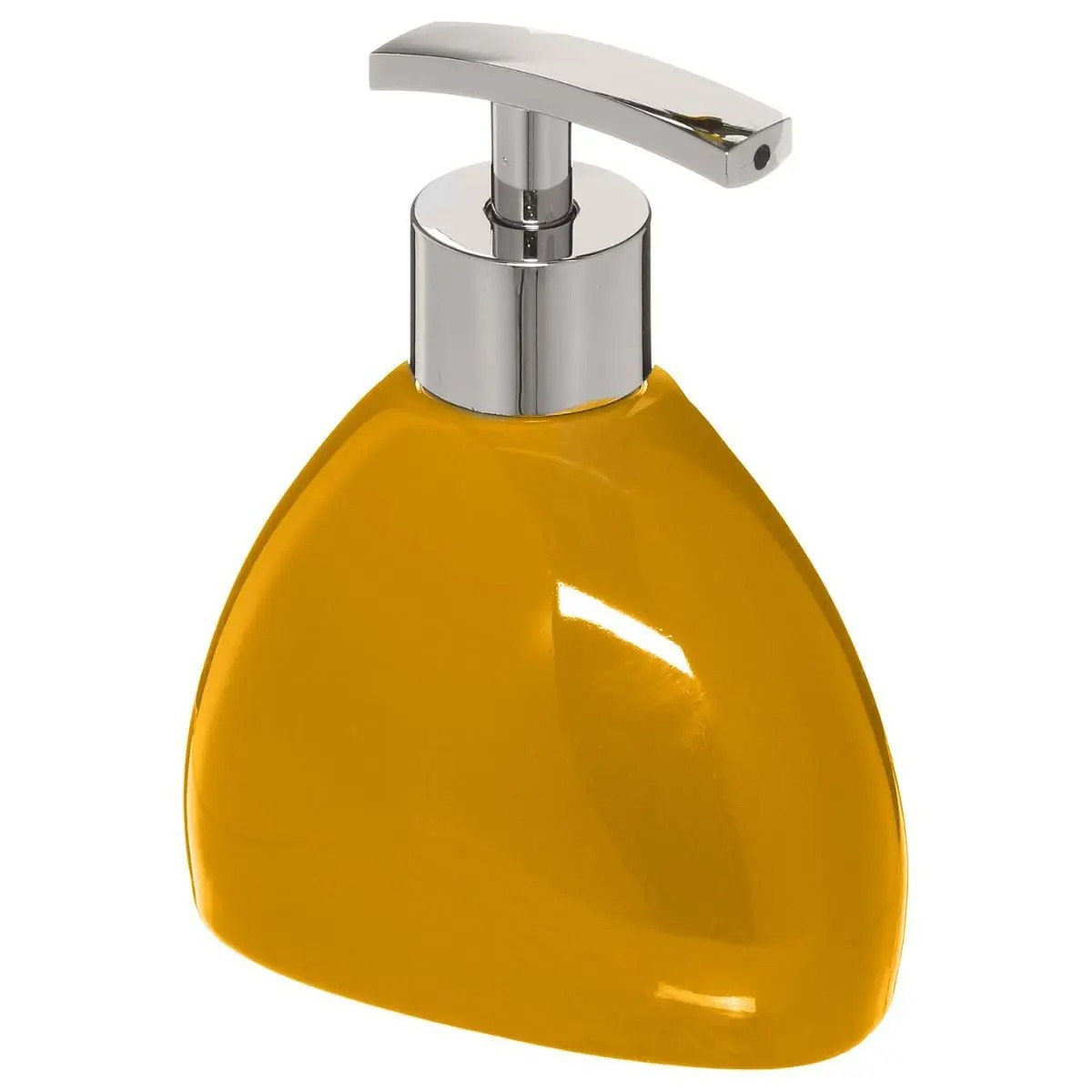 Zeeppompje/zeepdispenser van keramiek - mosterd geel - 300 ml -