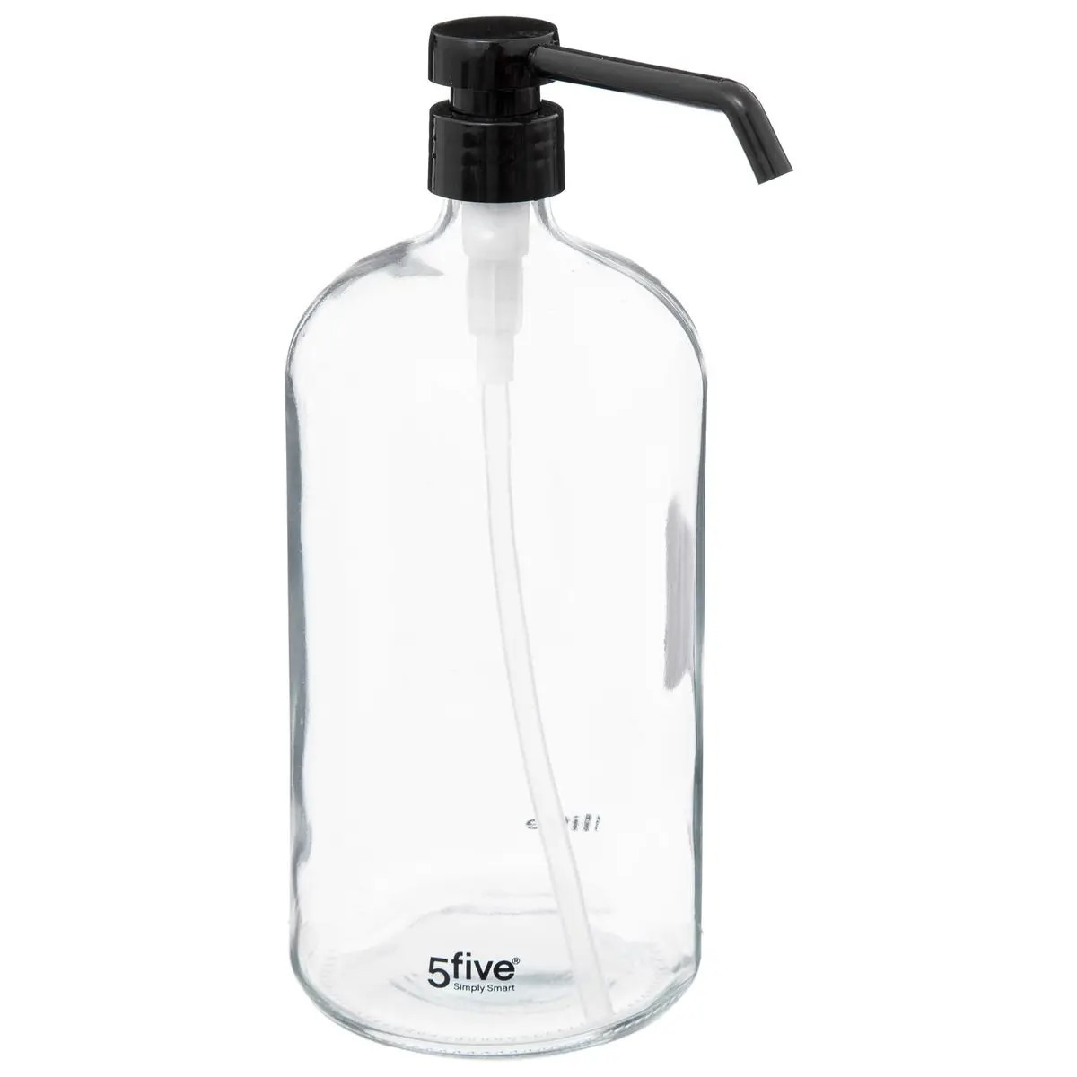 Zeeppompje/zeepdispenser van glas - transparant - 1 liter -
