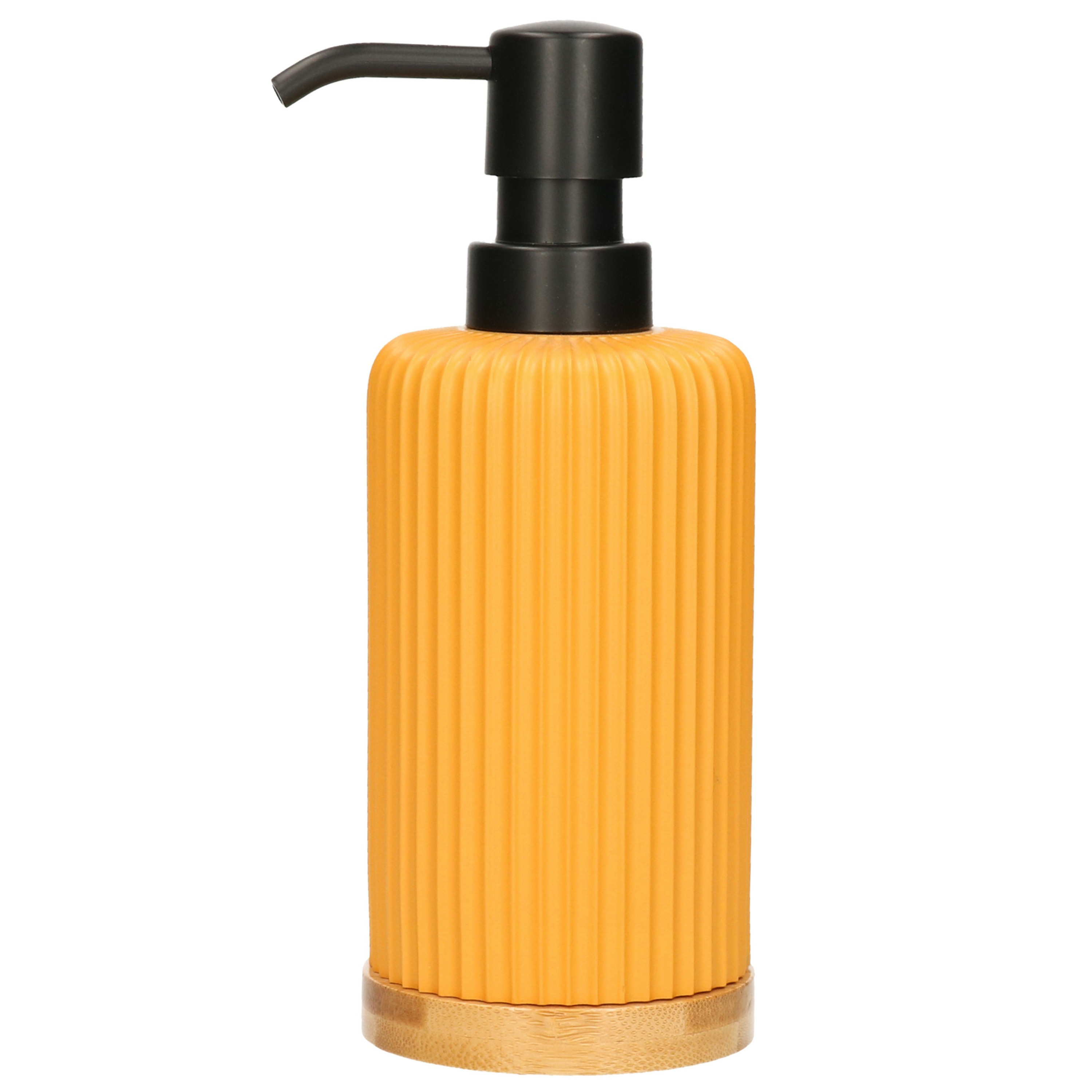Zeeppompje/zeepdispenser van kunststeen - geel - 270 ml -