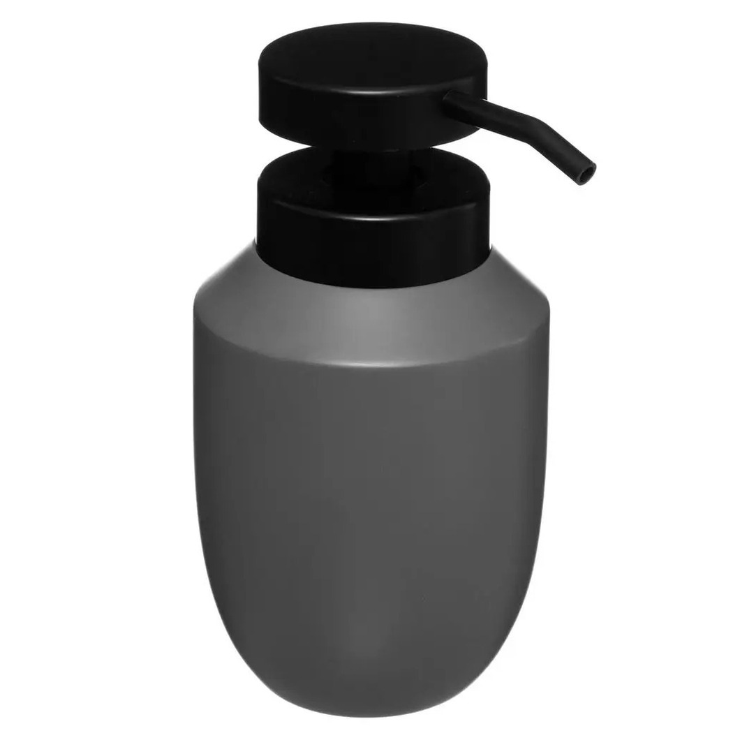 Zeeppompje/zeepdispenser van kunststeen - grijs - 320 ml -