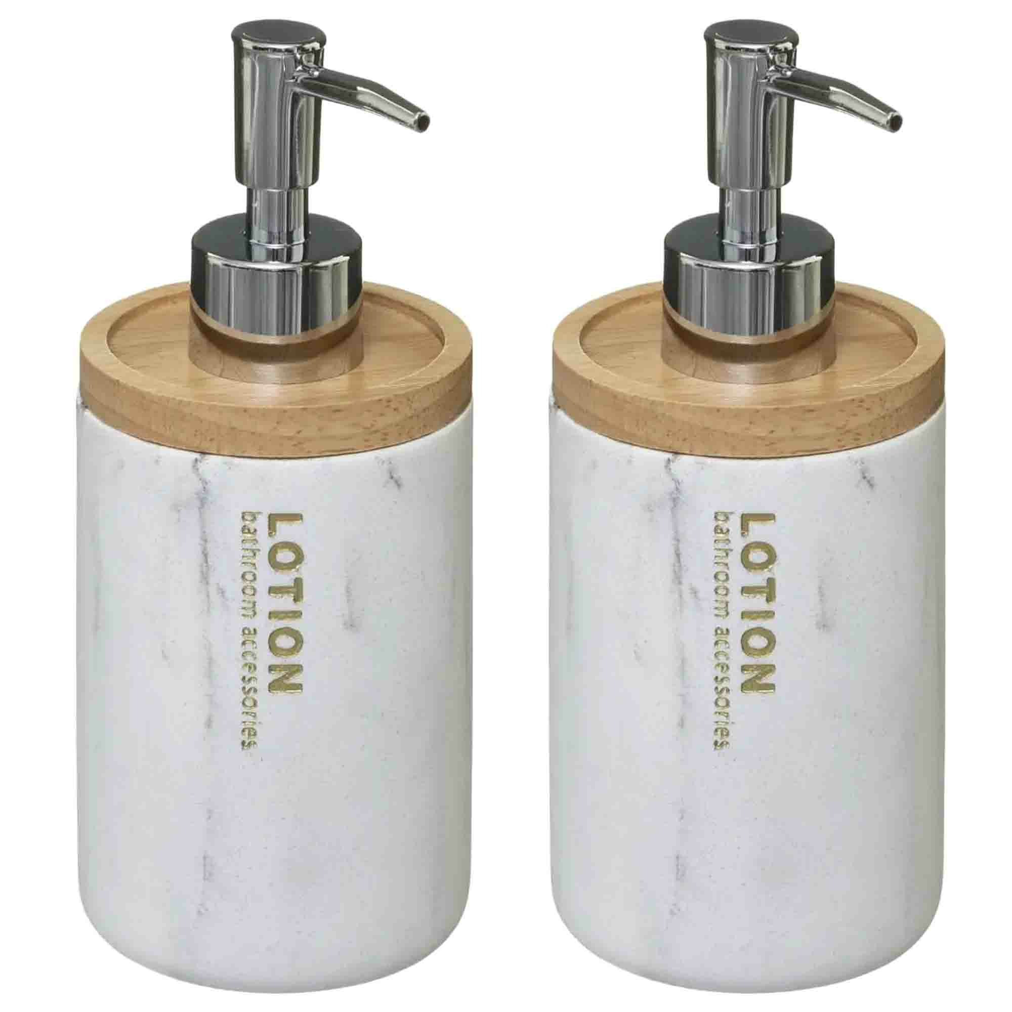 2x Stuks Zeeppompjes/zeepdispensers - marmer - 272 ml -