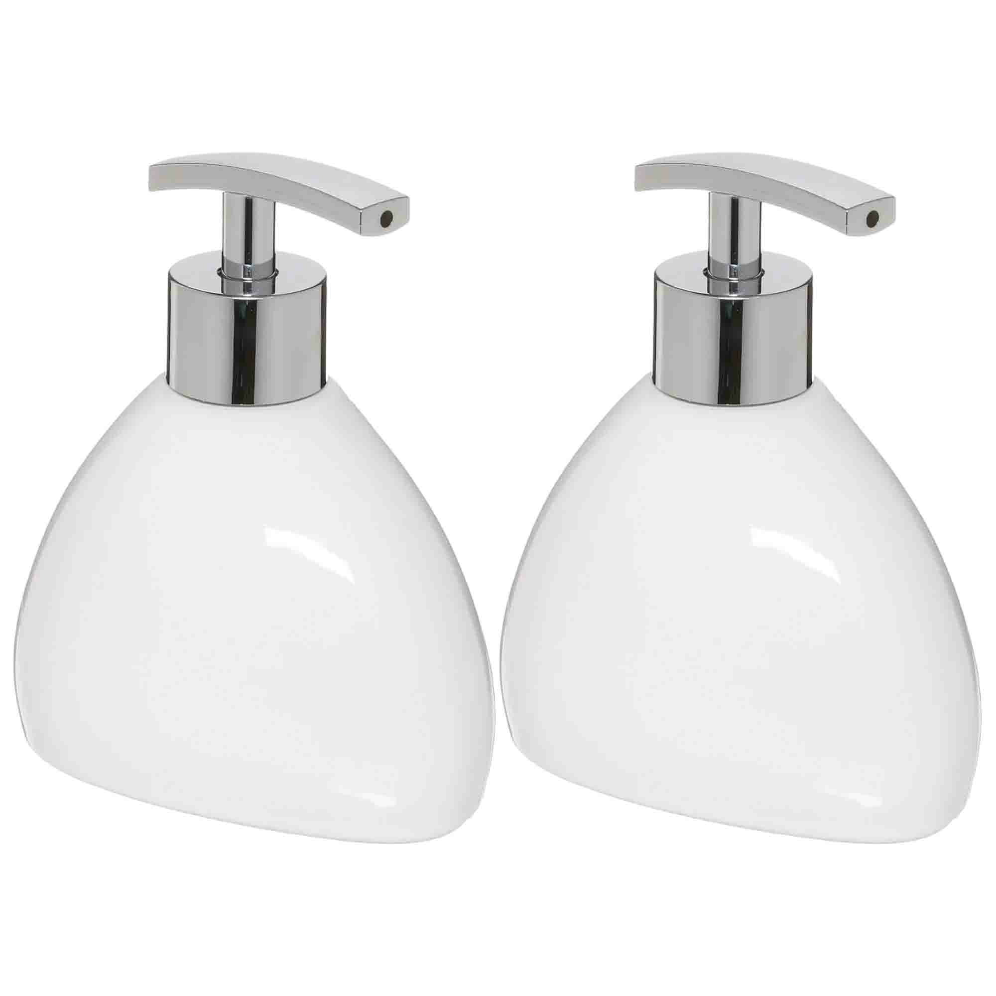 2x Stuks Zeeppompjes/zeepdispensers van keramiek - wit - 300 ml -