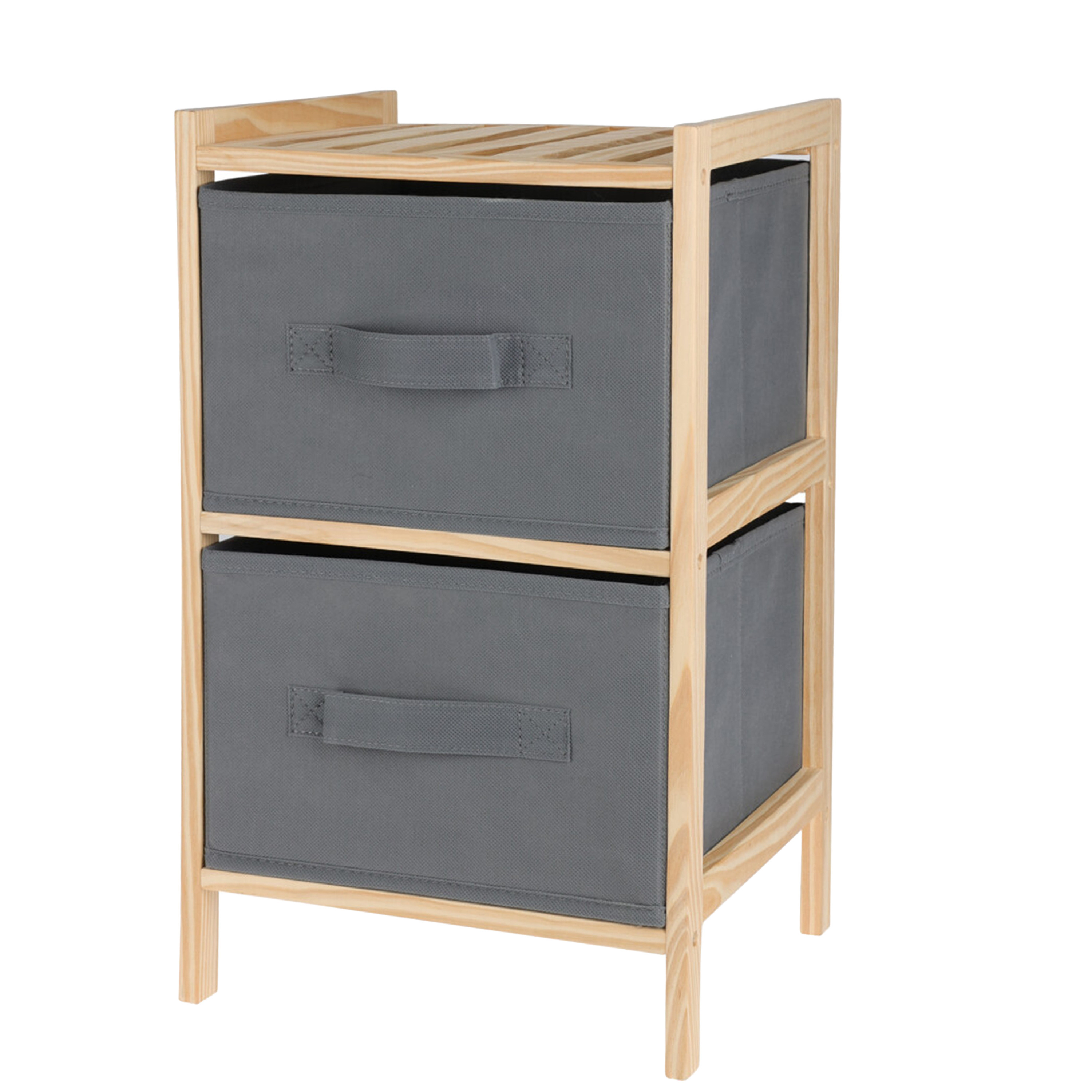 Badkamerkastje/opbergkastje - 2-laags - 28 x 25 x 46 cm - dennenhout -