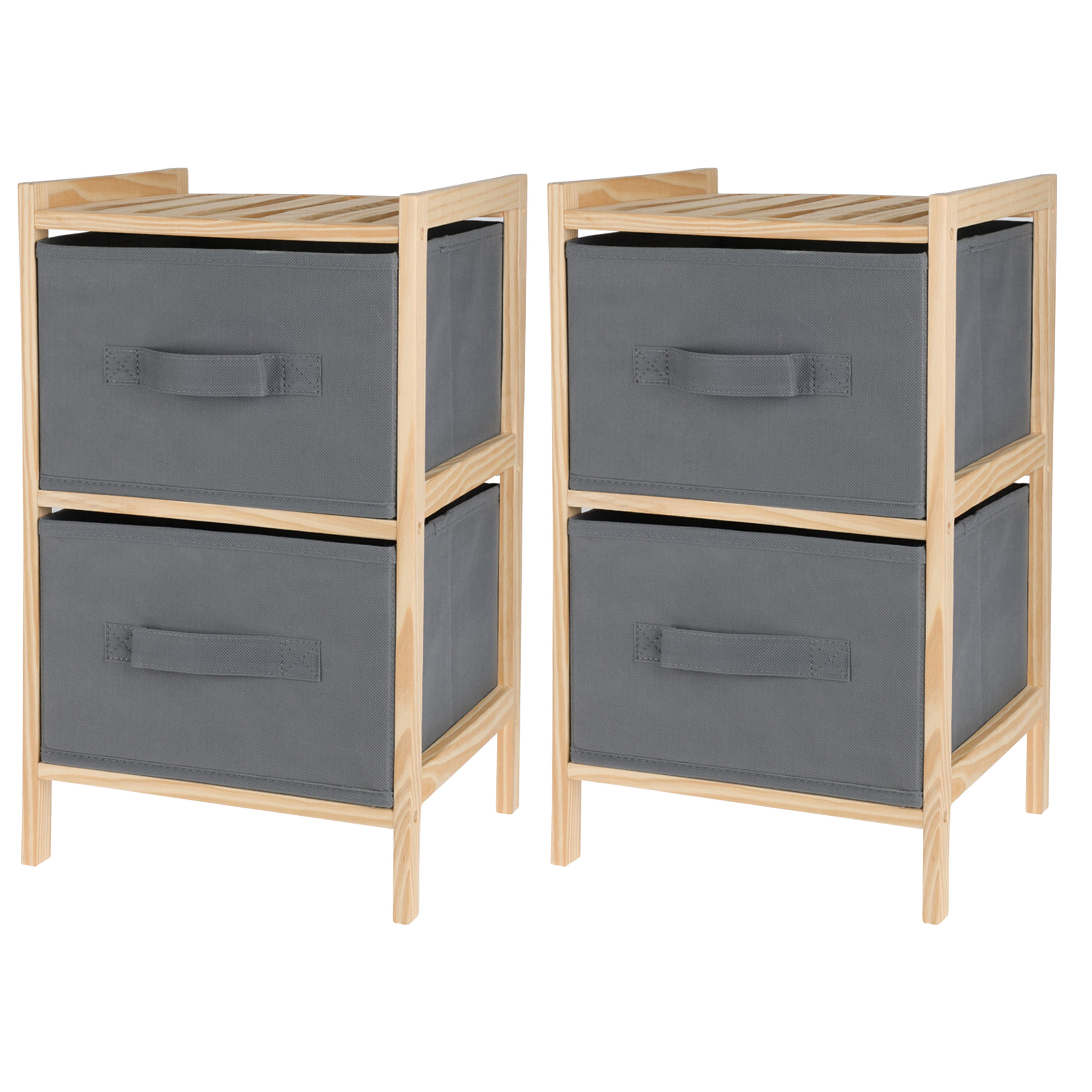 Badkamerkastje/opbergkastje - 2x stuks - 2-laags - 28 x 25 x 46 cm - hout -