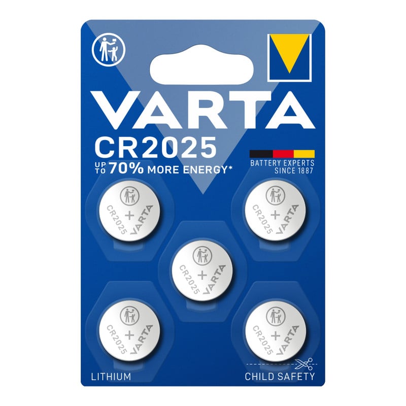 Varta knoopcel batterijen - CR2025 - set van 5