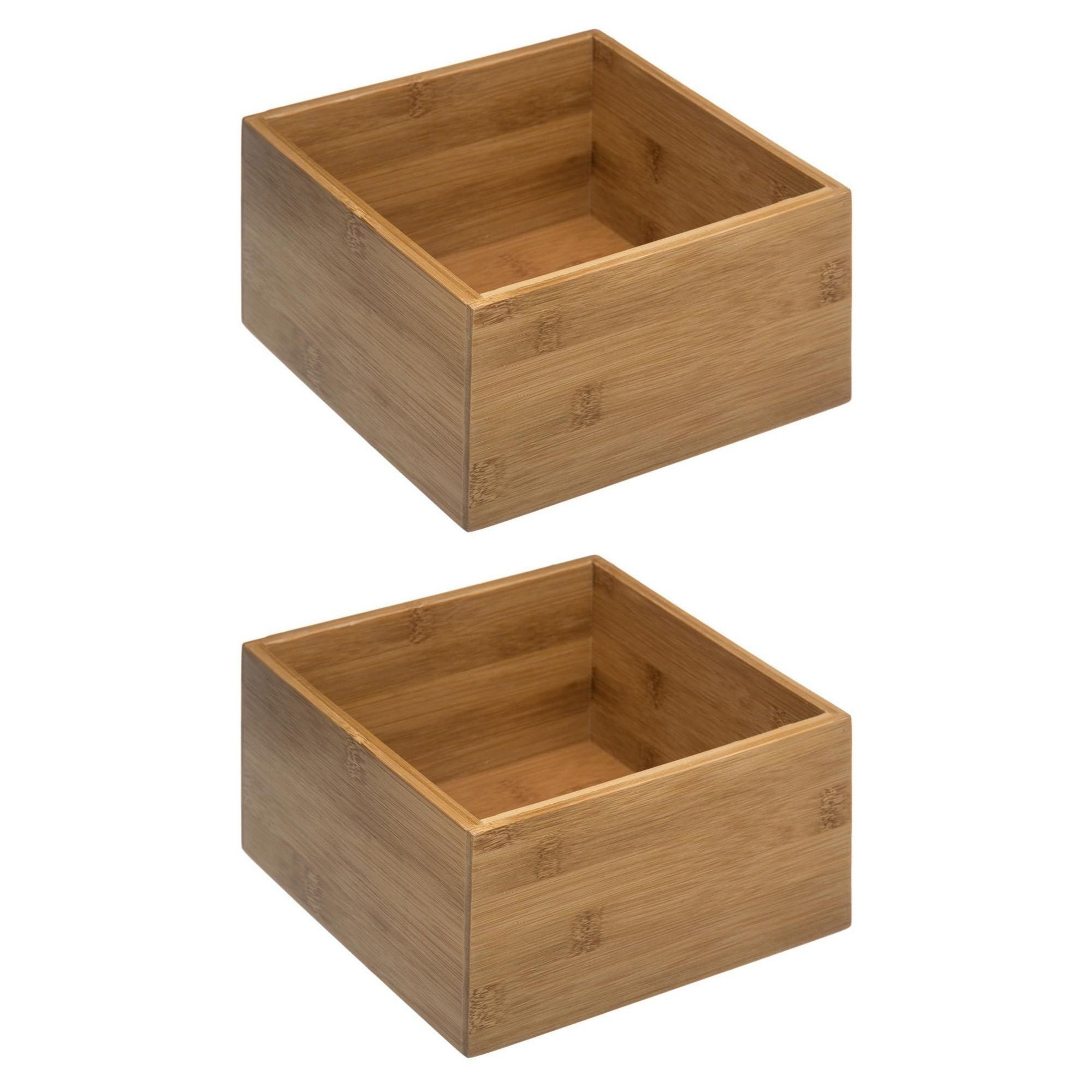 Set van 2x stuks opberg/sorteer/kast/lade verdelers vakjes bamboe hout 18 x 18 x 9.5 cm -