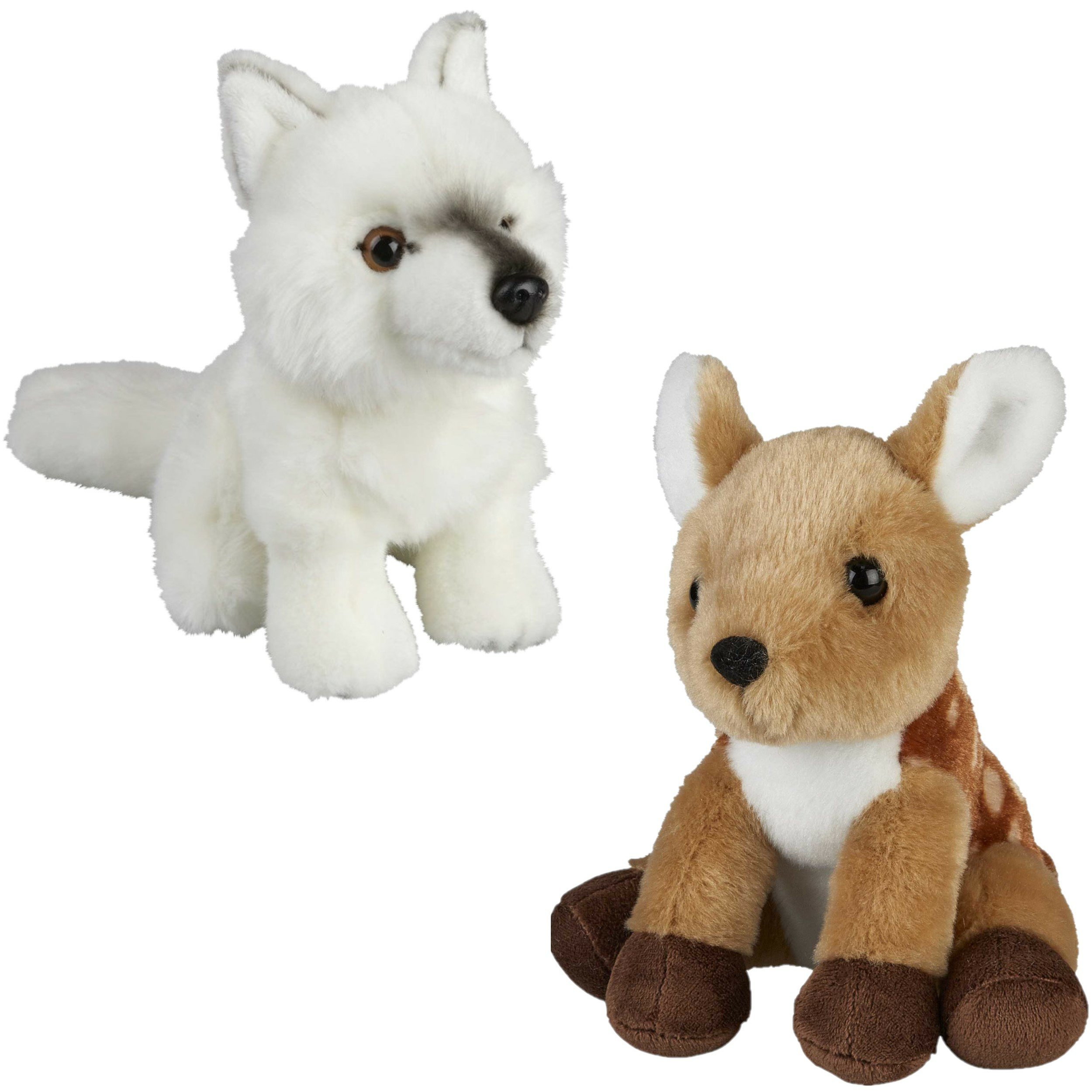 Knuffeldieren set wolf en hertje pluche knuffels 18 cm -