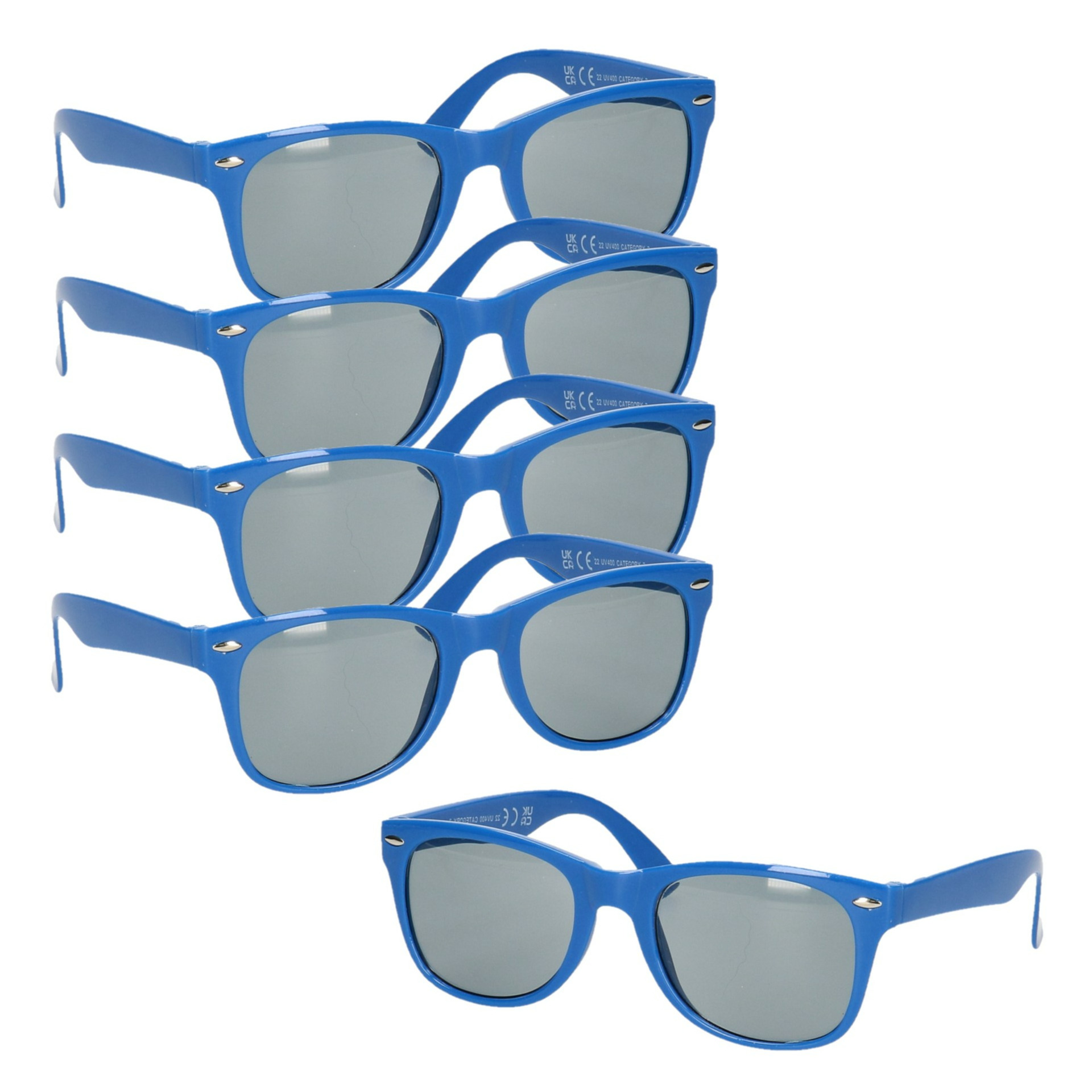10x stuks hippe feest zonnebril met blauw montuur -
