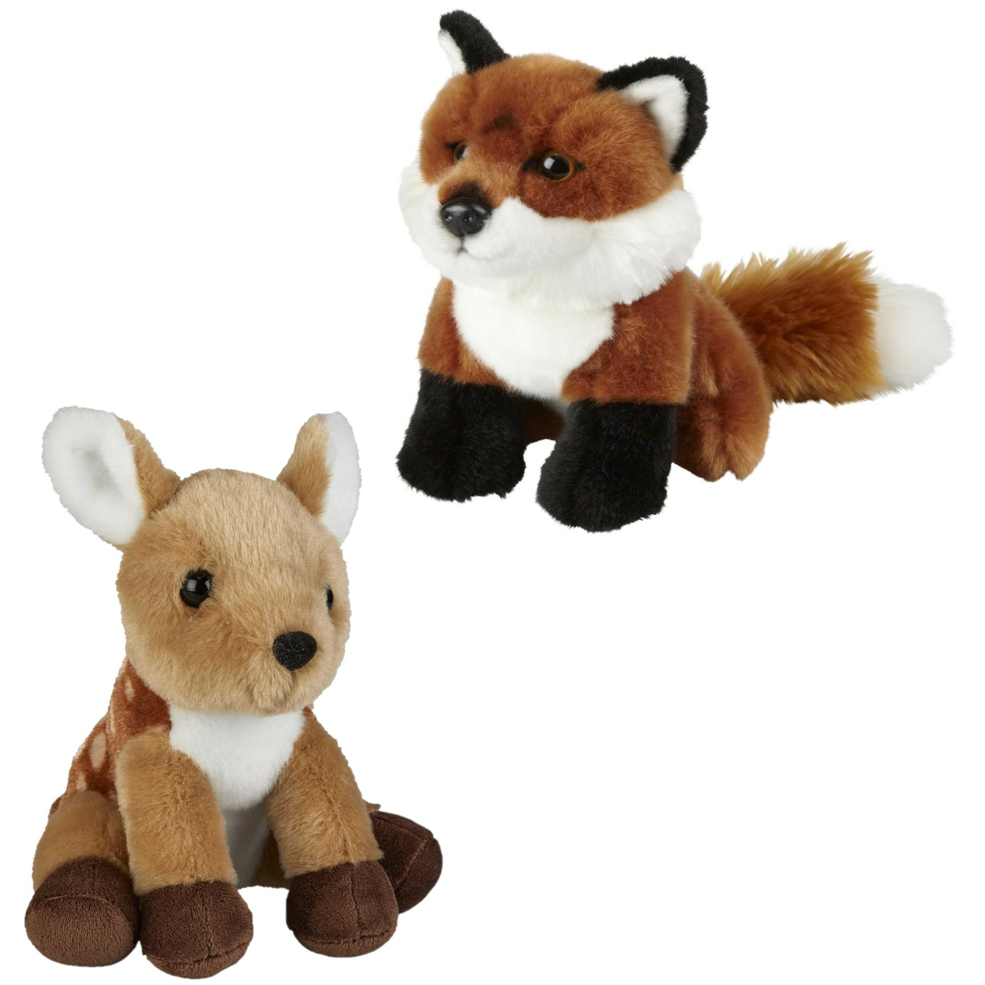 Knuffeldieren set vos en hertje pluche knuffels 18 cm -