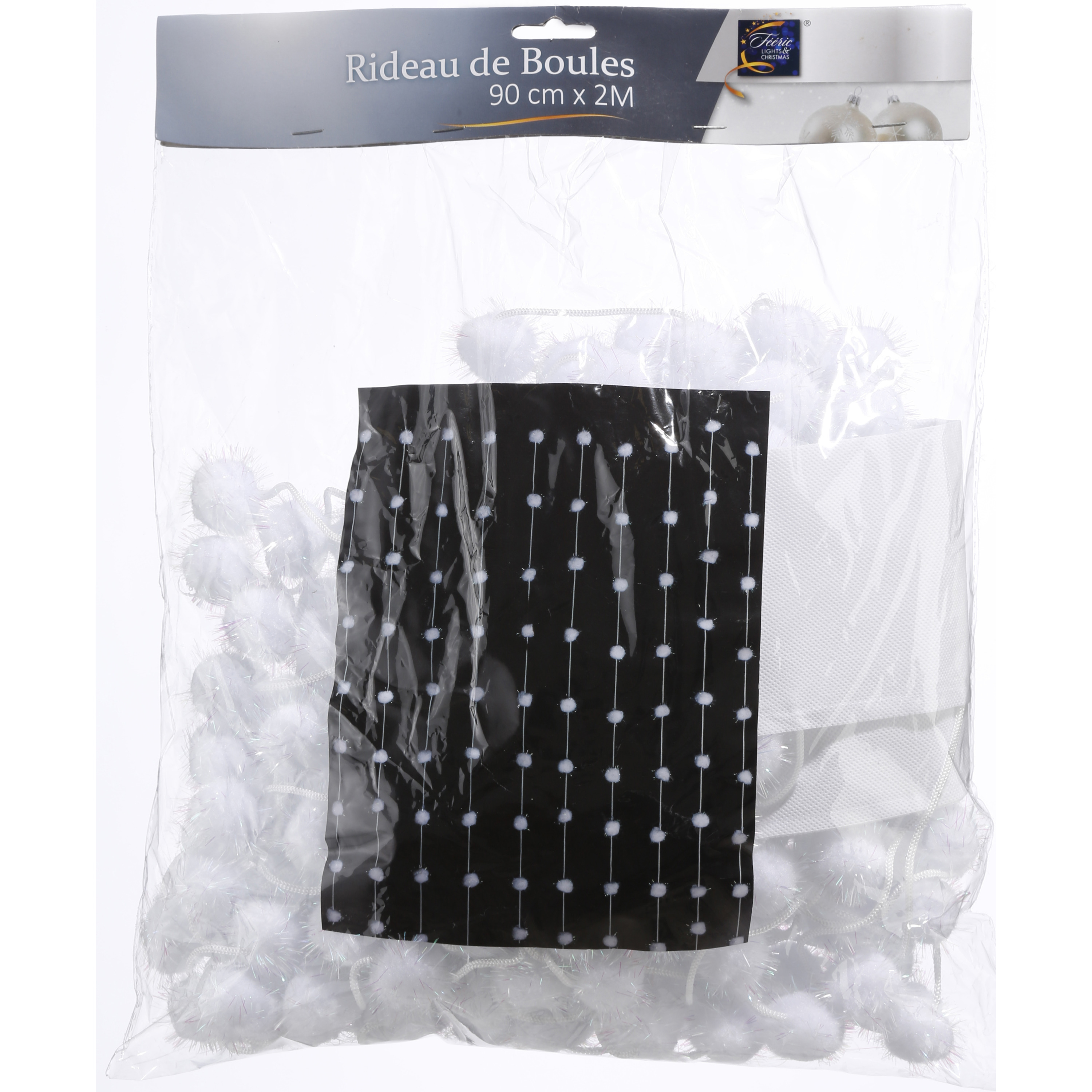 Sneeuwballen decoratie gordijn 90 x 200 cm -