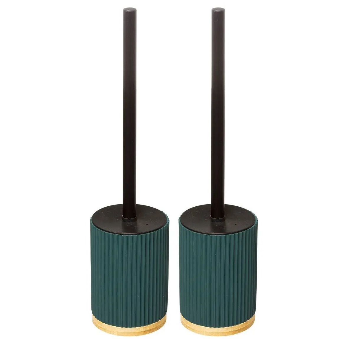 2x stuks WC-/toiletborstel met houder rond petrol blauw polyresin/steen 40 cm -