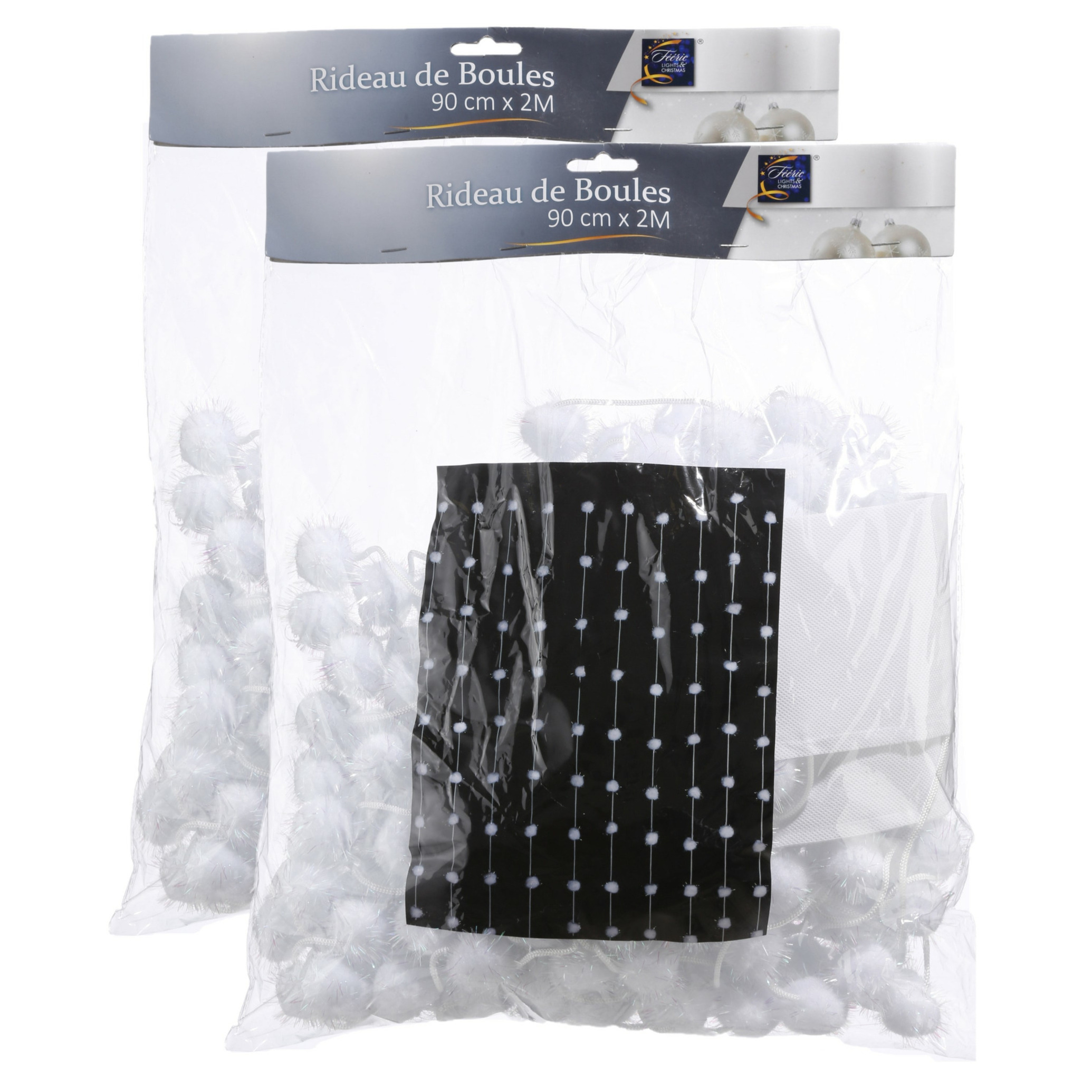 2x stuks sneeuwballen decoratie gordijnen 90 x 200 cm -