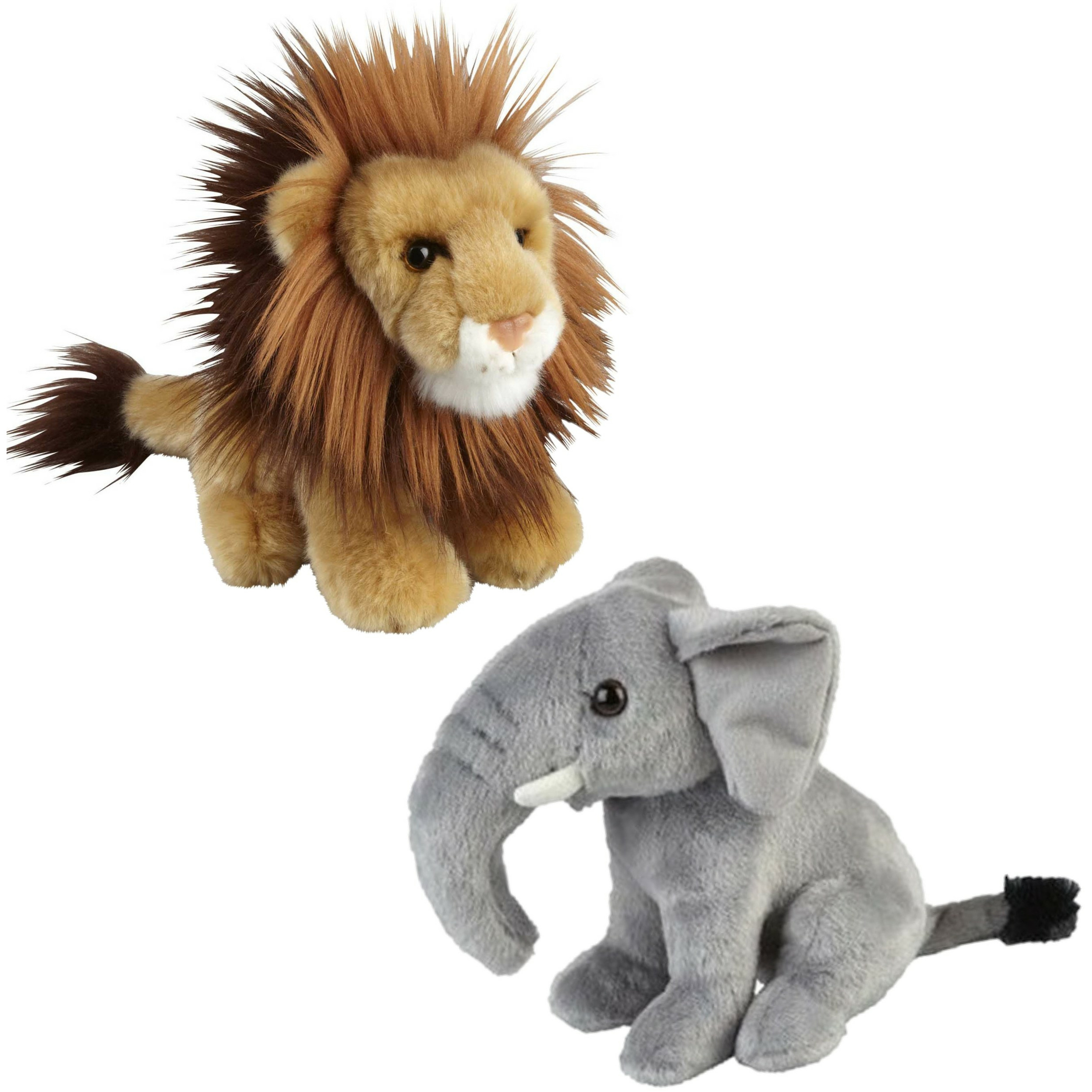 Knuffeldieren set leeuw en olifant pluche knuffels 18 cm -