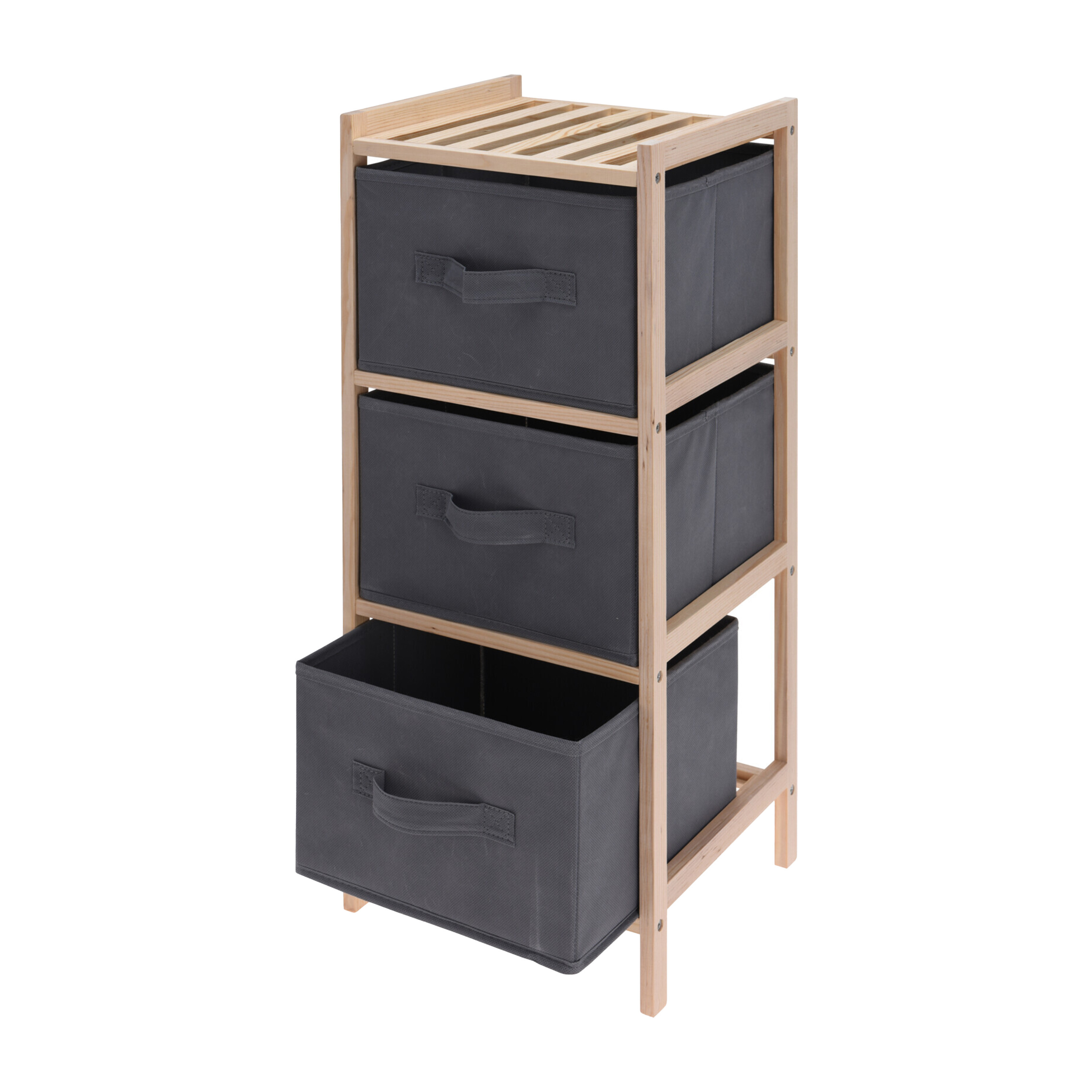Badkamerkastje/opbergkastje - 3-laags - 28 x 25 x 65 cm - Dennenhout -