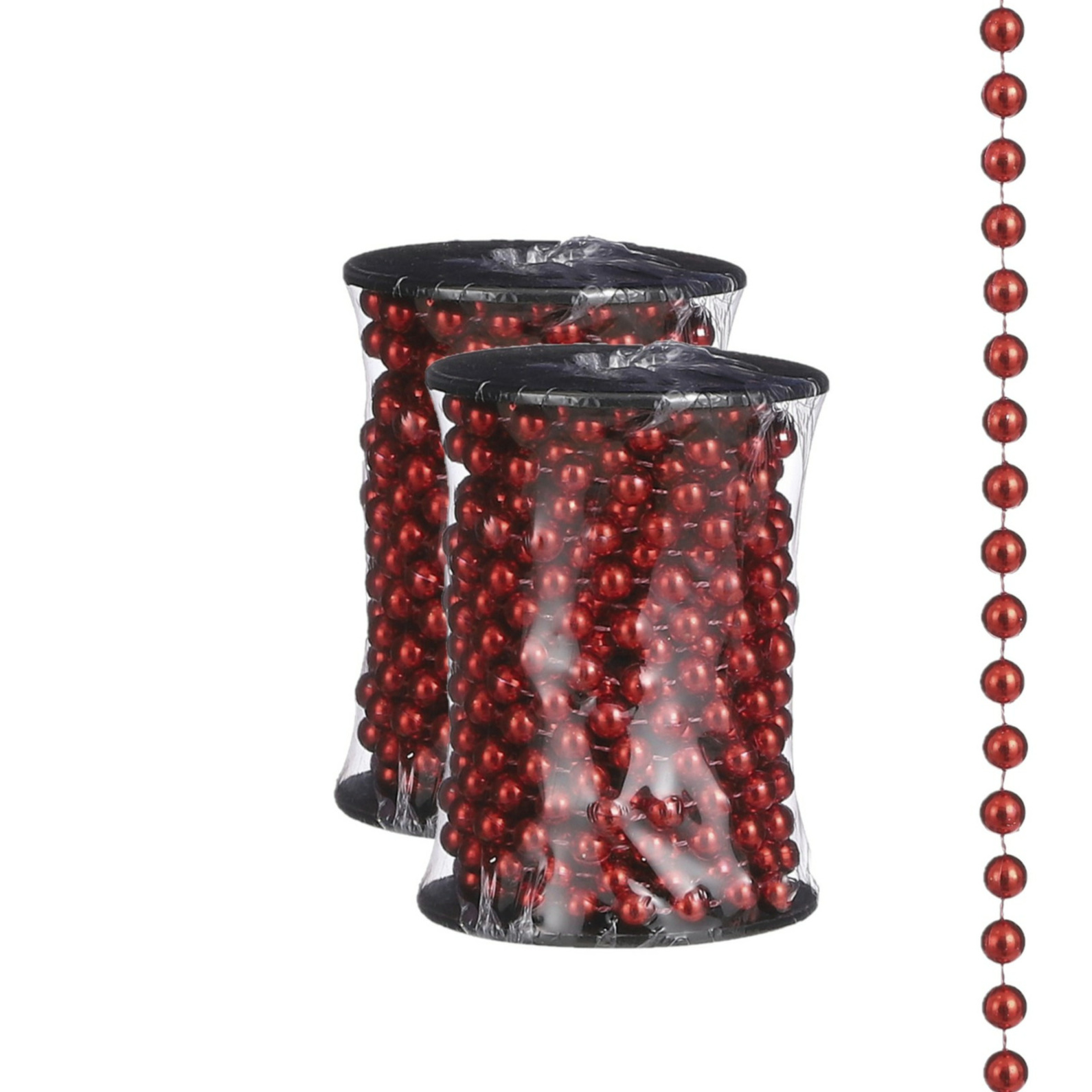 2x stuks kerstboom kralenslingers rood 500 cm kerstslingers -