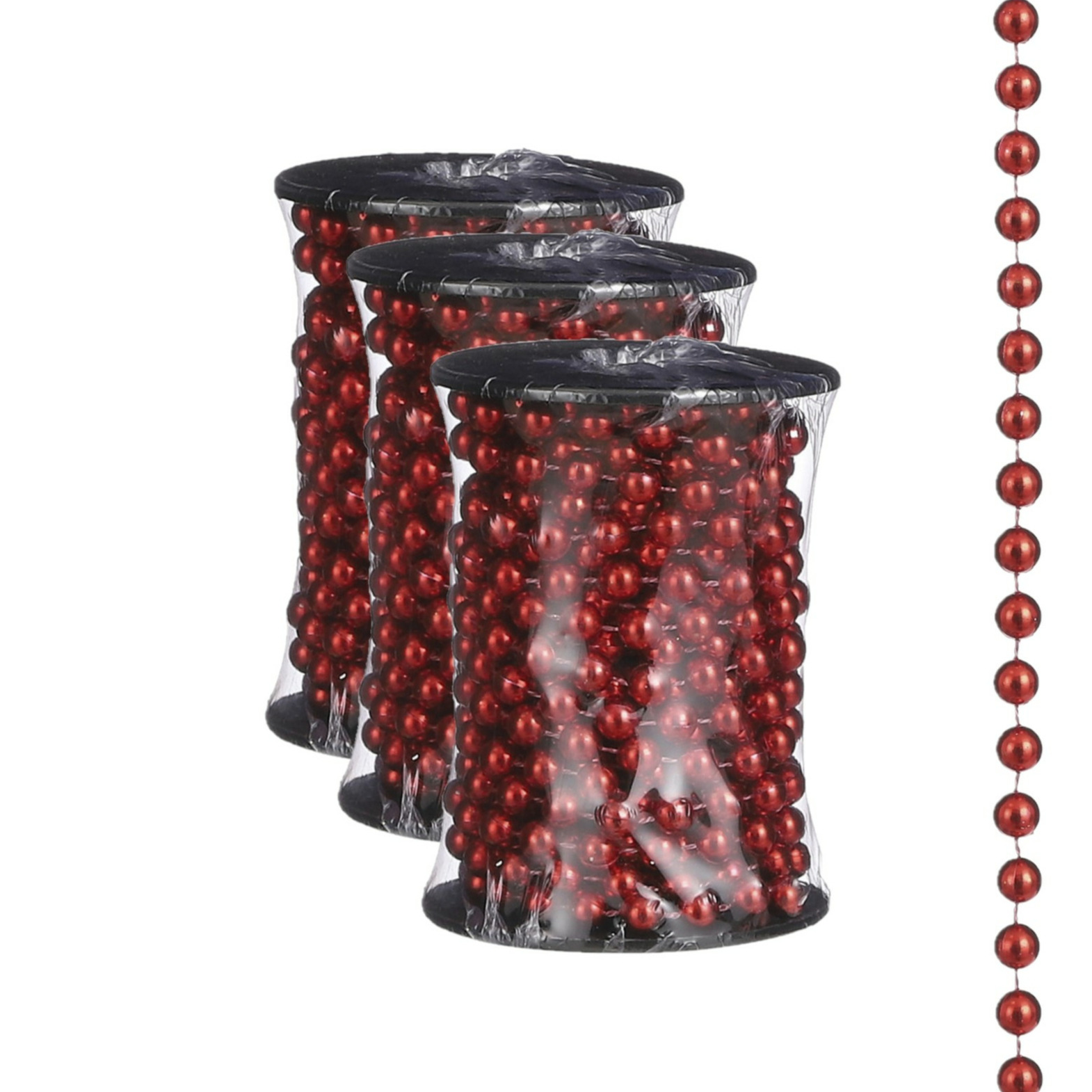 3x stuks kerstboom kralenslingers rood 500 cm kerstslingers -