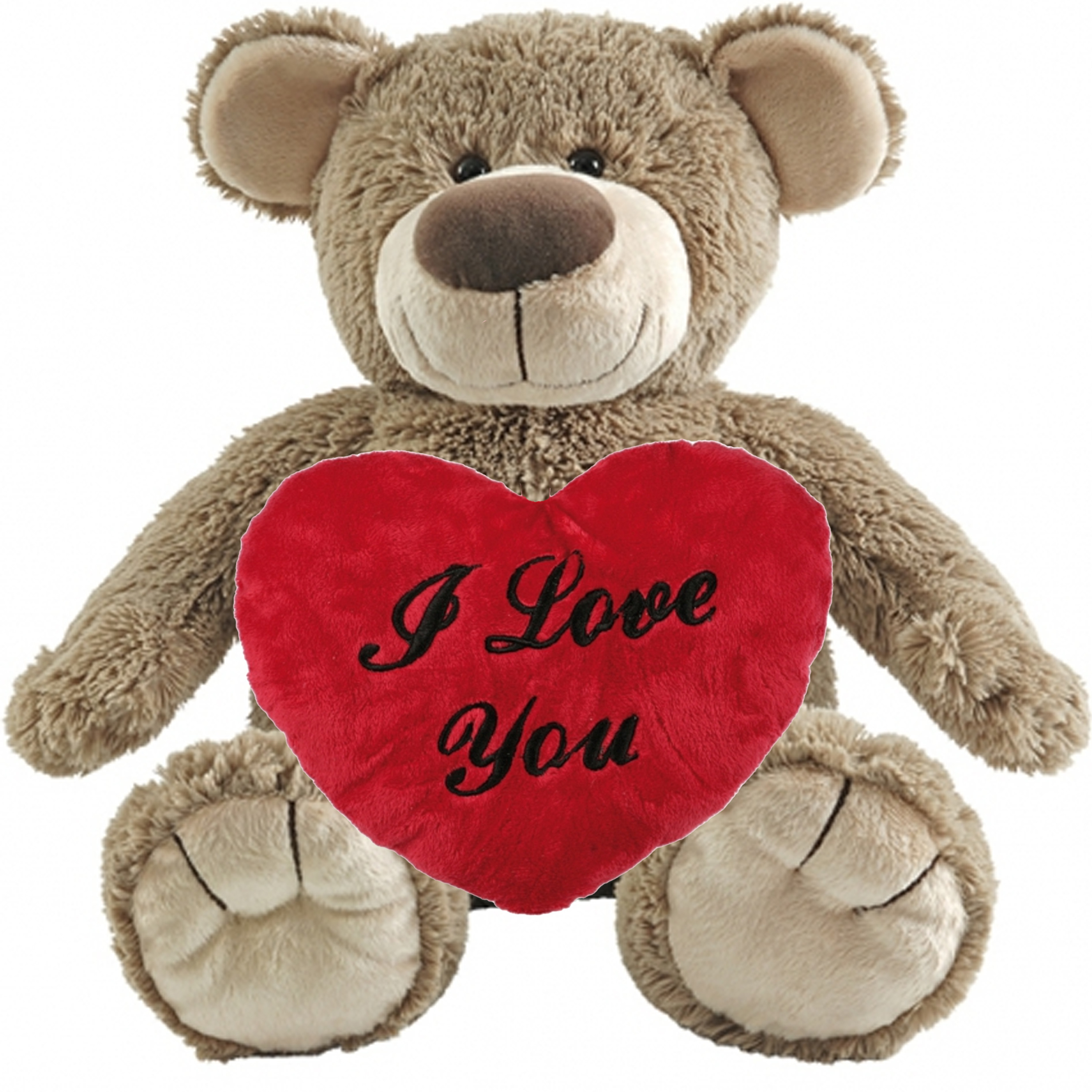 Valentijn Love cadeau set - Knuffelbeer met rood Love you hartje 10 cm -