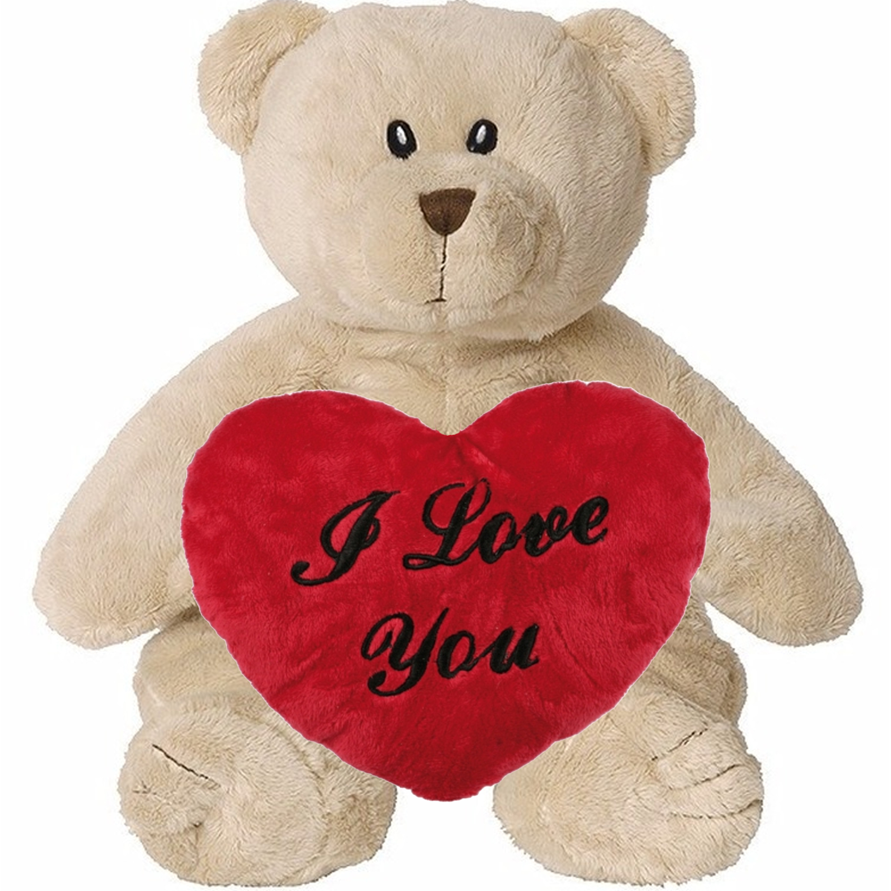 Valentijn Love cadeau set - Knuffelbeer met rood Love you hartje 10 cm -