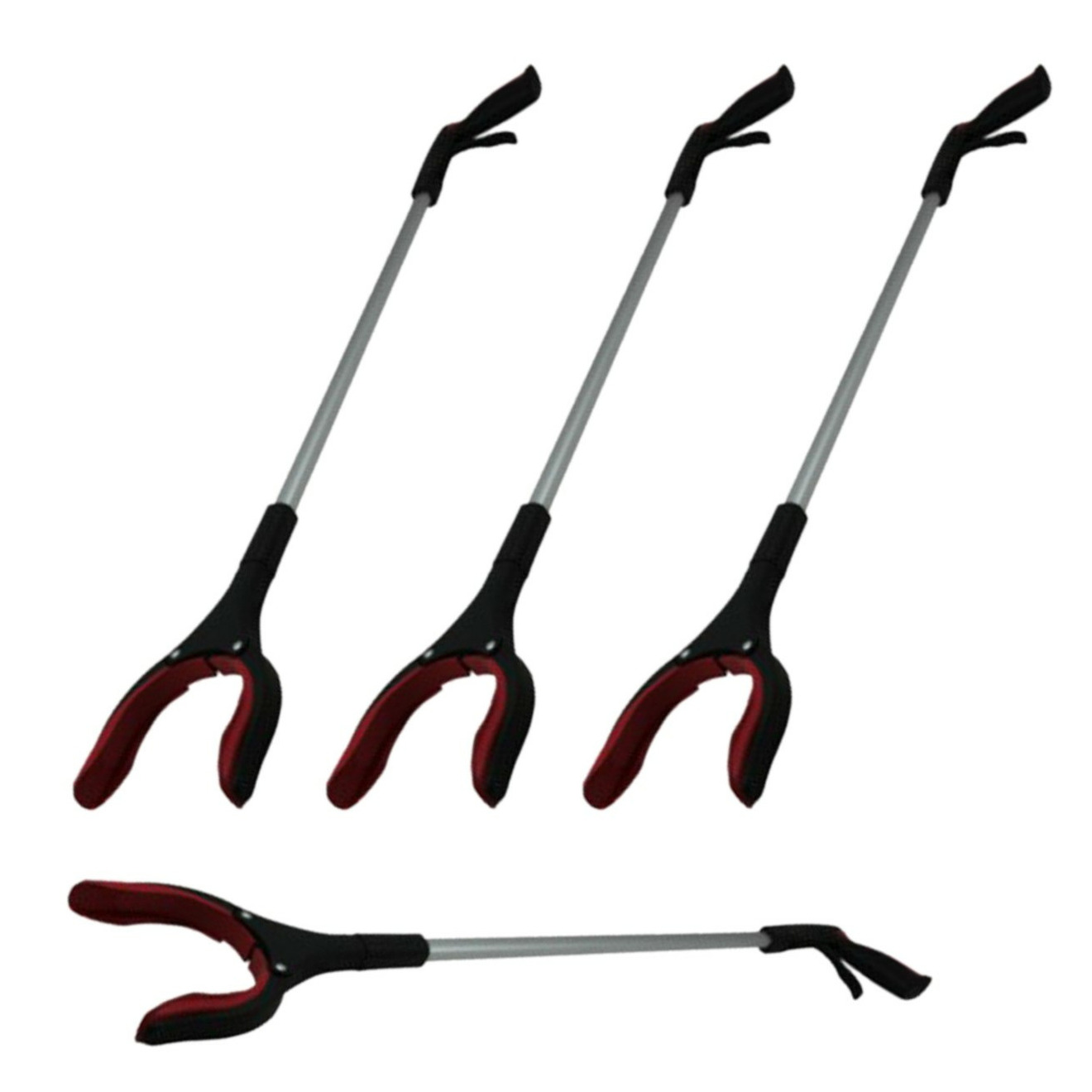 Afvalgrijpers/grijphulp 4x - draaibare kop - 82 cm - kunststof - zwart -