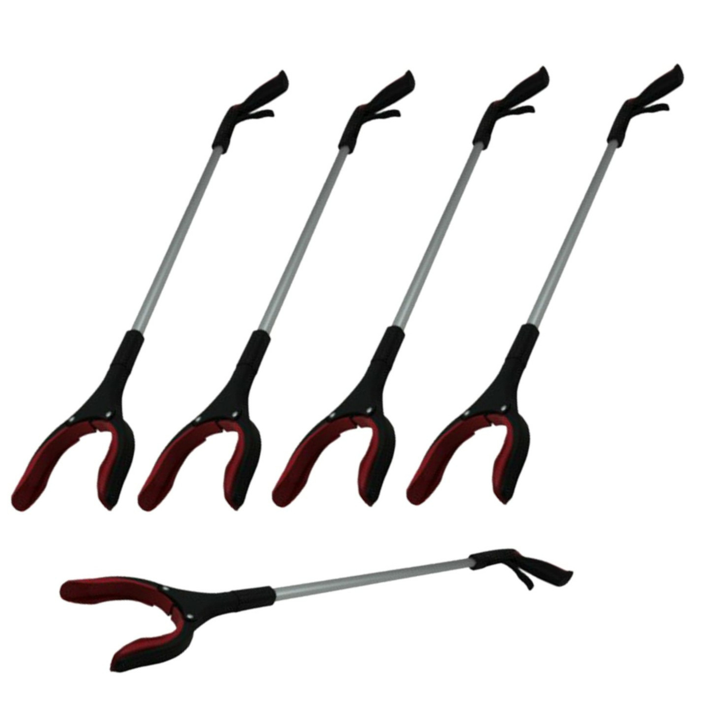Afvalgrijpers/grijphulp 10x - draaibare kop - 82 cm - kunststof - zwart -