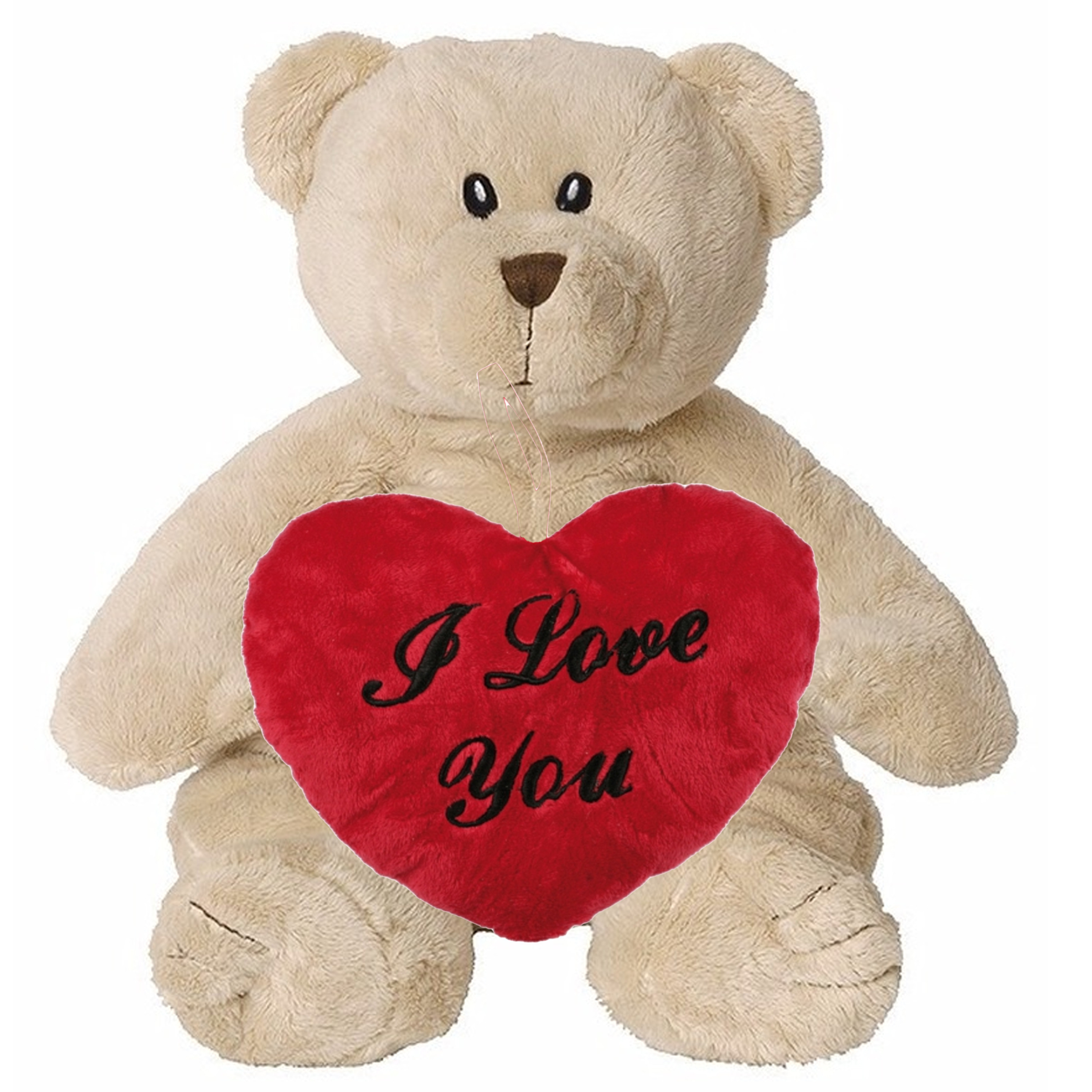 Valentijn Love cadeau set - Knuffelbeer met rood Love you hartje 10 cm -