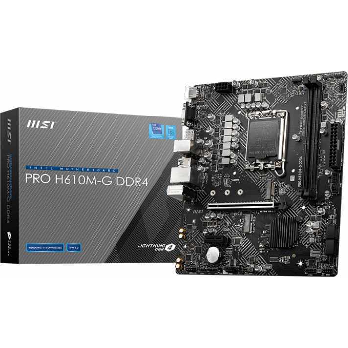 MSI PRO H610M-G DDR4 moederbord RAID, Gb-LAN, Sound, µATX