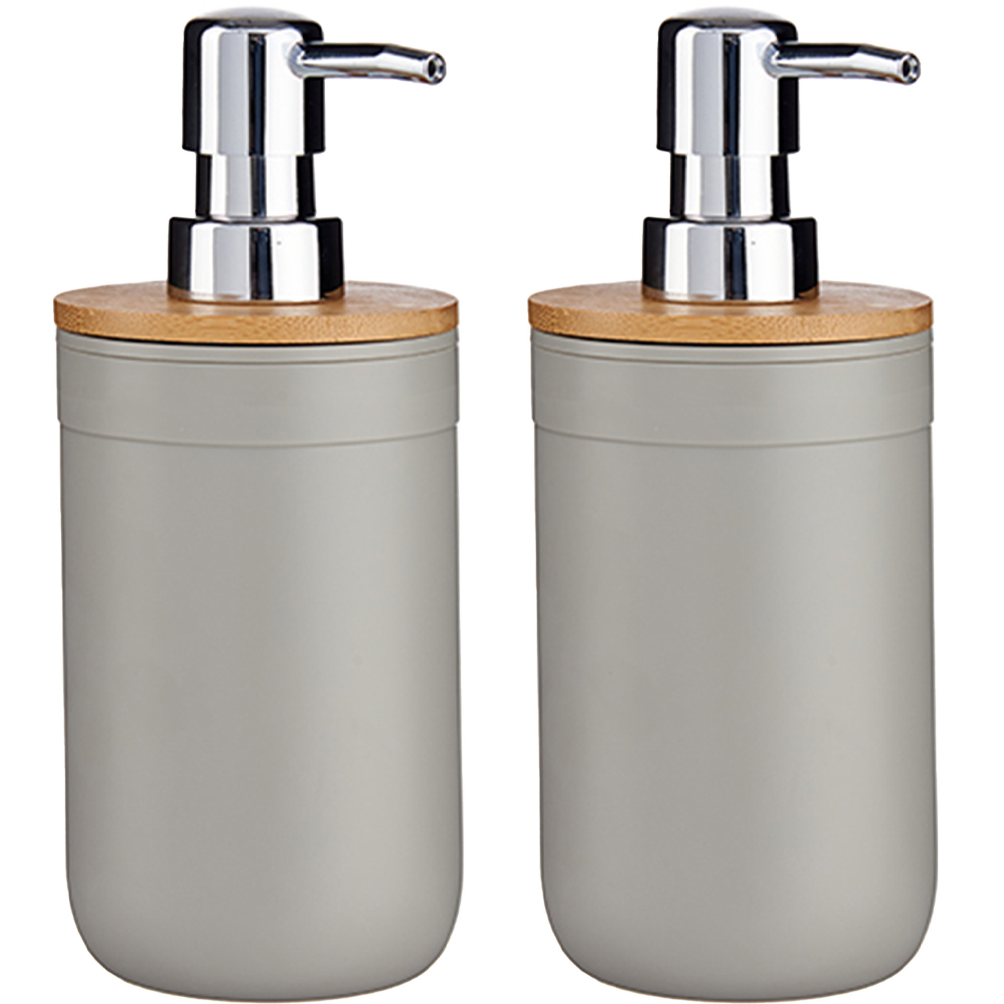 2x Stuks Zeeppompjes/zeepdispensers kunststof - lichtgrijs - 350 ml -