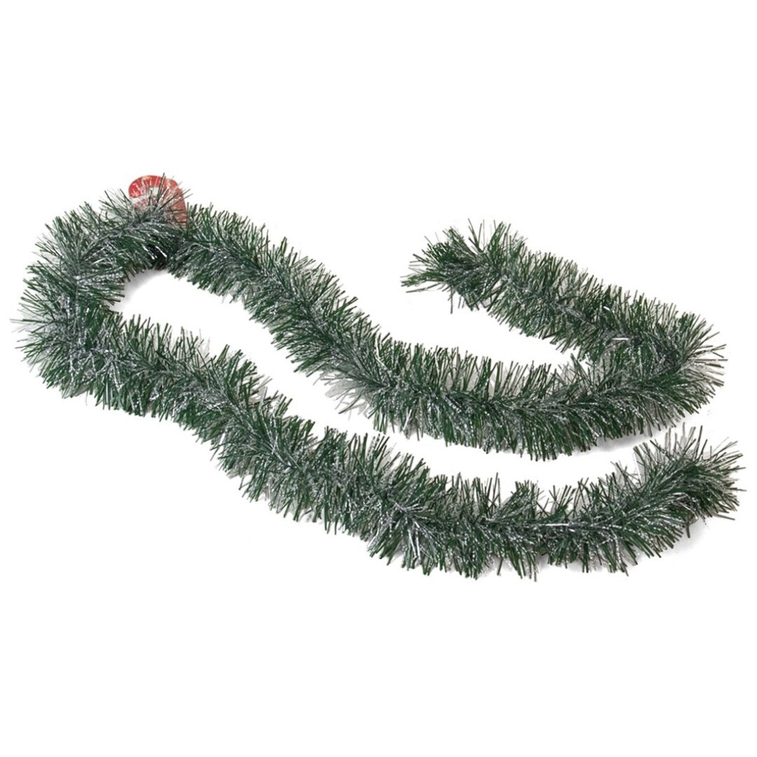 Kerstslingers - groen/sneeuw - folie - 180 x 7 cm - kerstversiering -