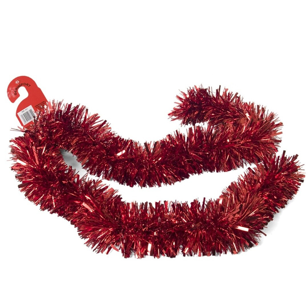 Kerstslingers - glitter rood - folie - 180 x 12 cm - extra brede slinger/kerstboom versiering -