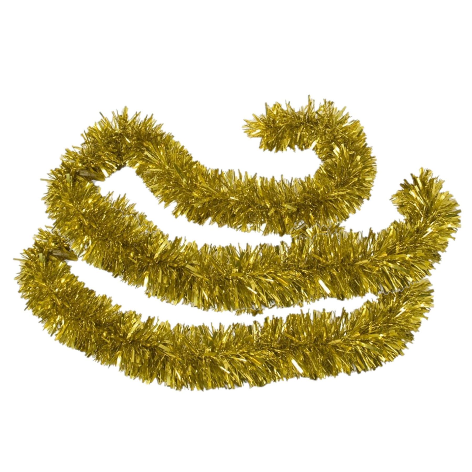 2x stuks kerstboom folie slingers/lametta guirlandes van 180 x 12 cm in de kleur glitter goud -