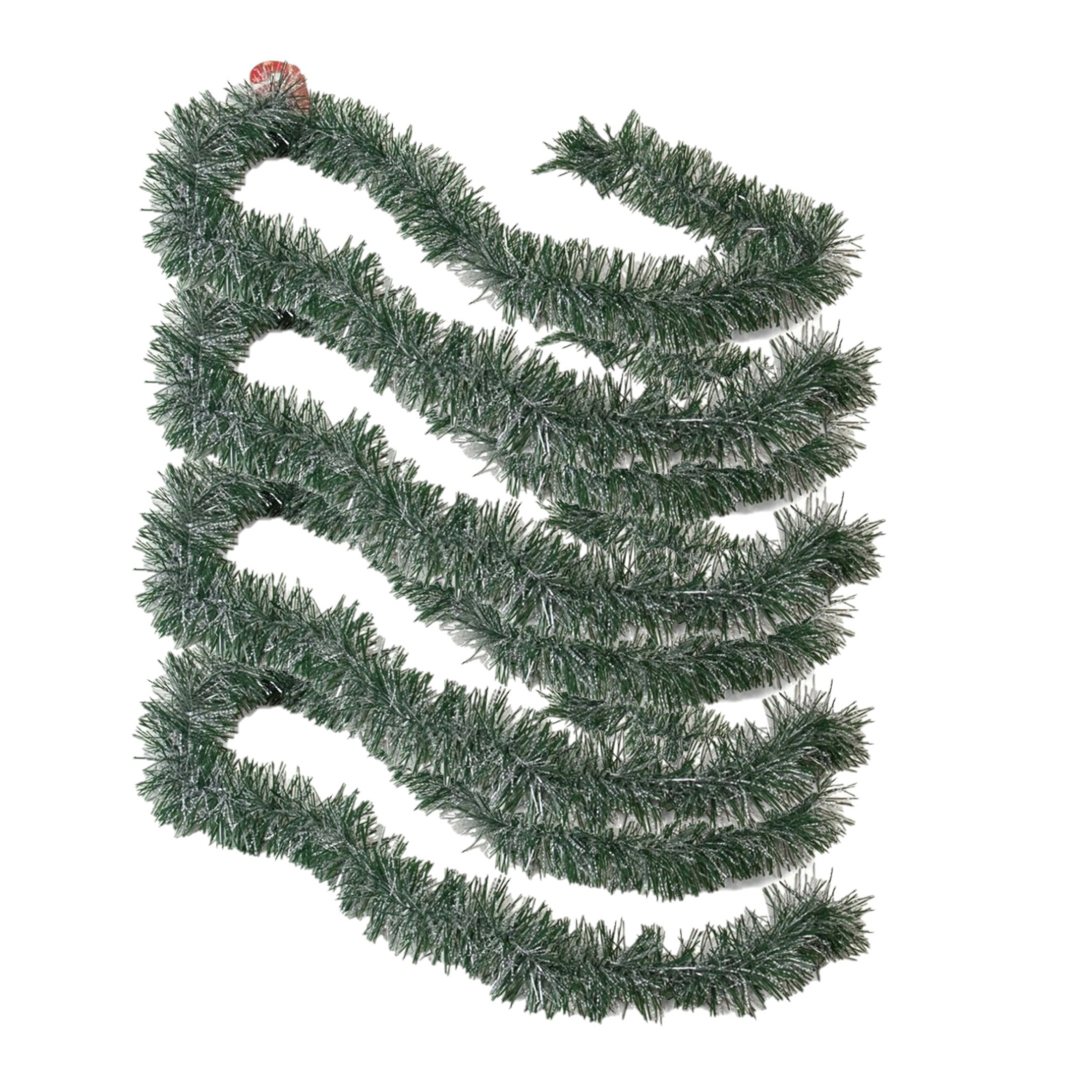 4x stuks kerstboom folie slingers/lametta guirlandes van 180 x 7 cm in de kleur groen met sneeuw -