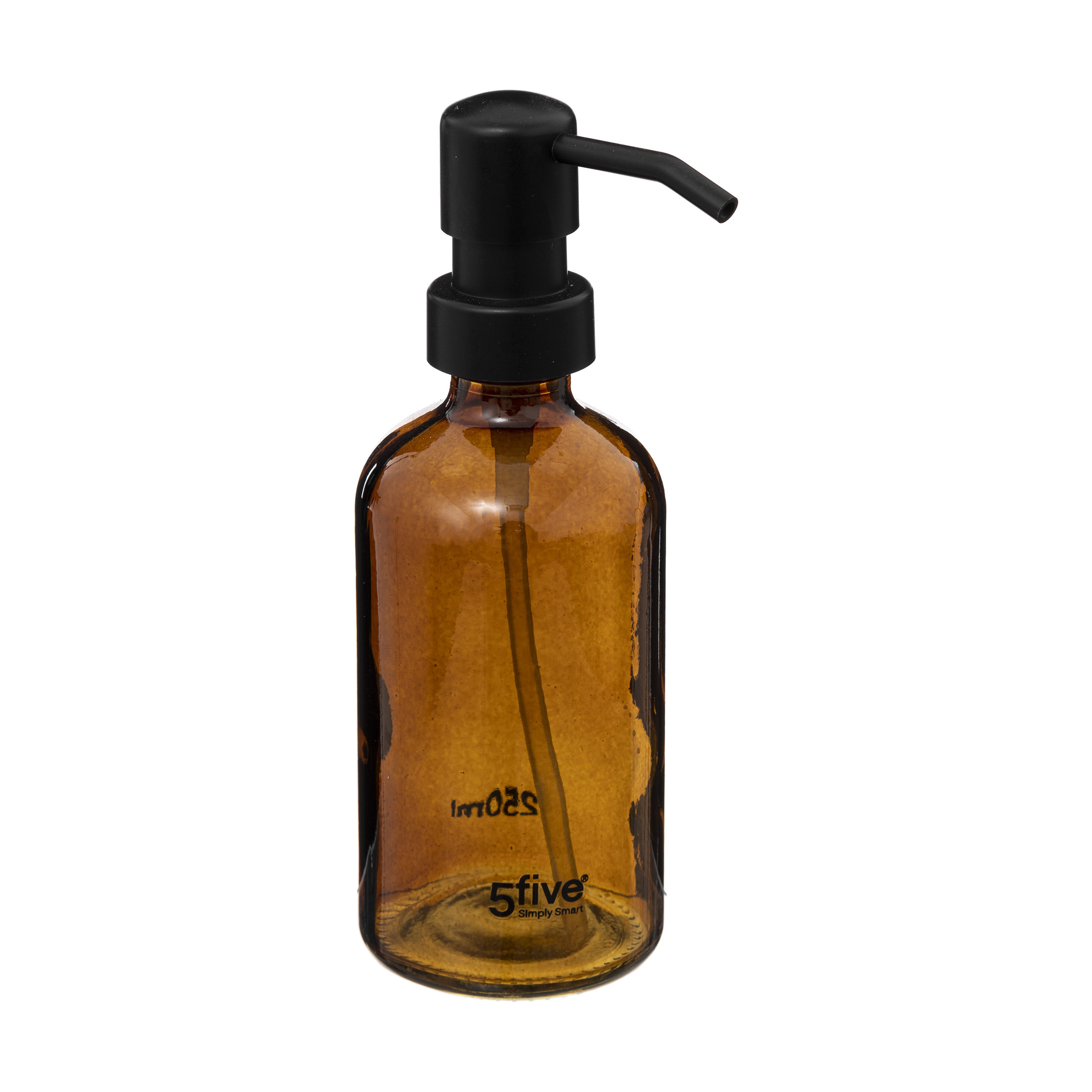 Zeeppompje/zeepdispenser van glas - bruin - 250 ml -