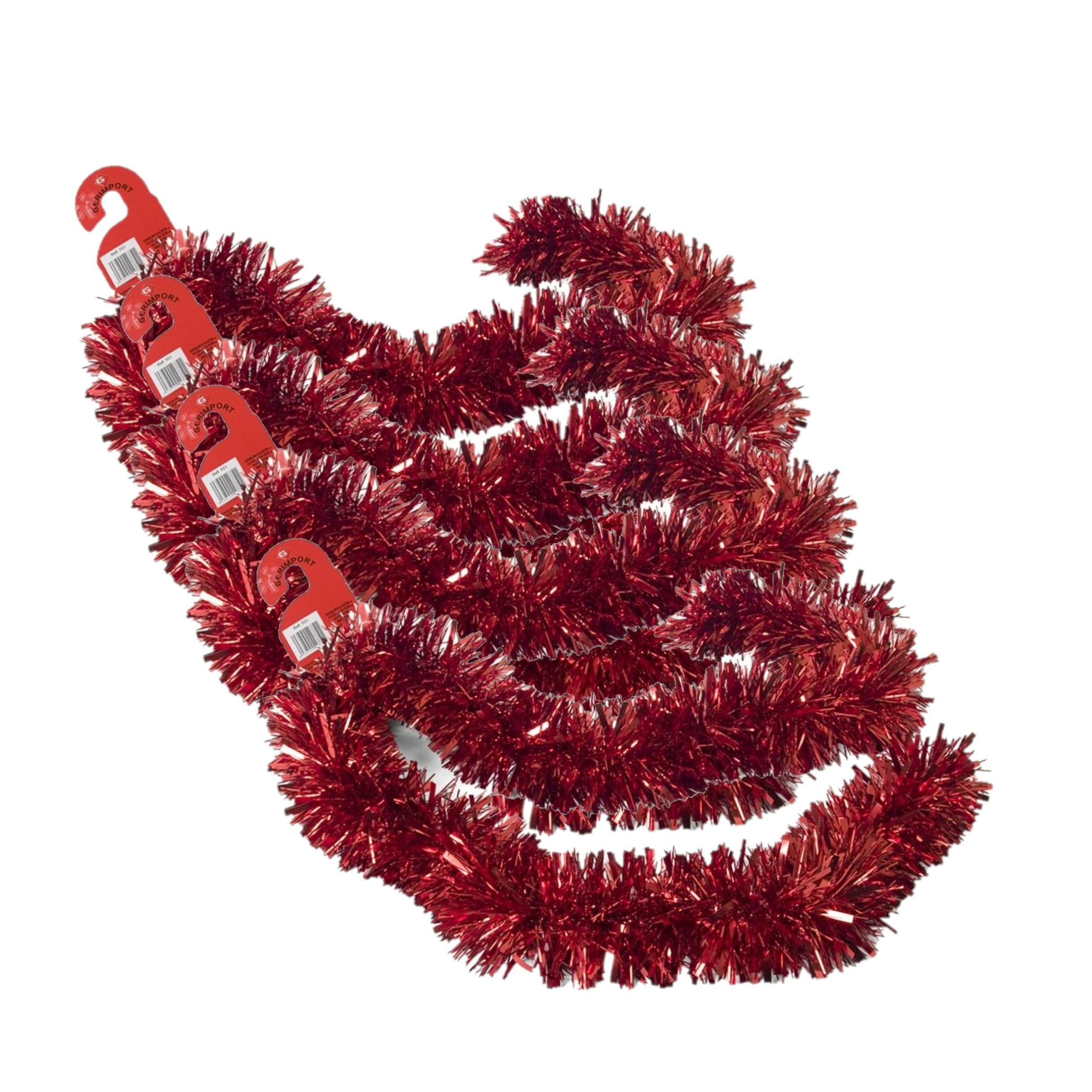 4x stuks kerstboom folie slingers/lametta guirlandes van 180 x 12 cm in de kleur glitter rood -