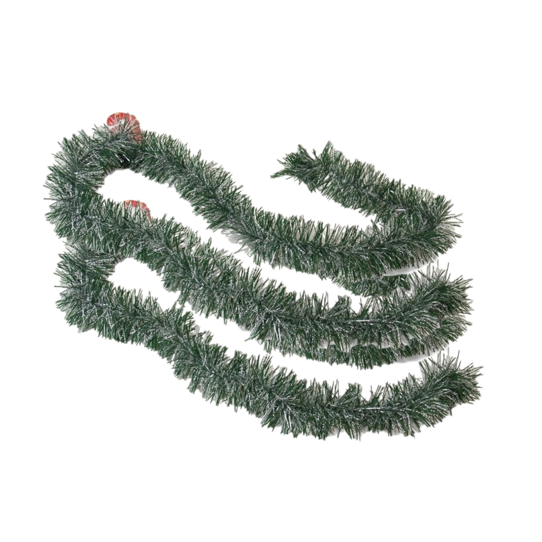 2x stuks kerstboom folie slingers/lametta guirlandes van 180 x 7 cm in de kleur groen met sneeuw -