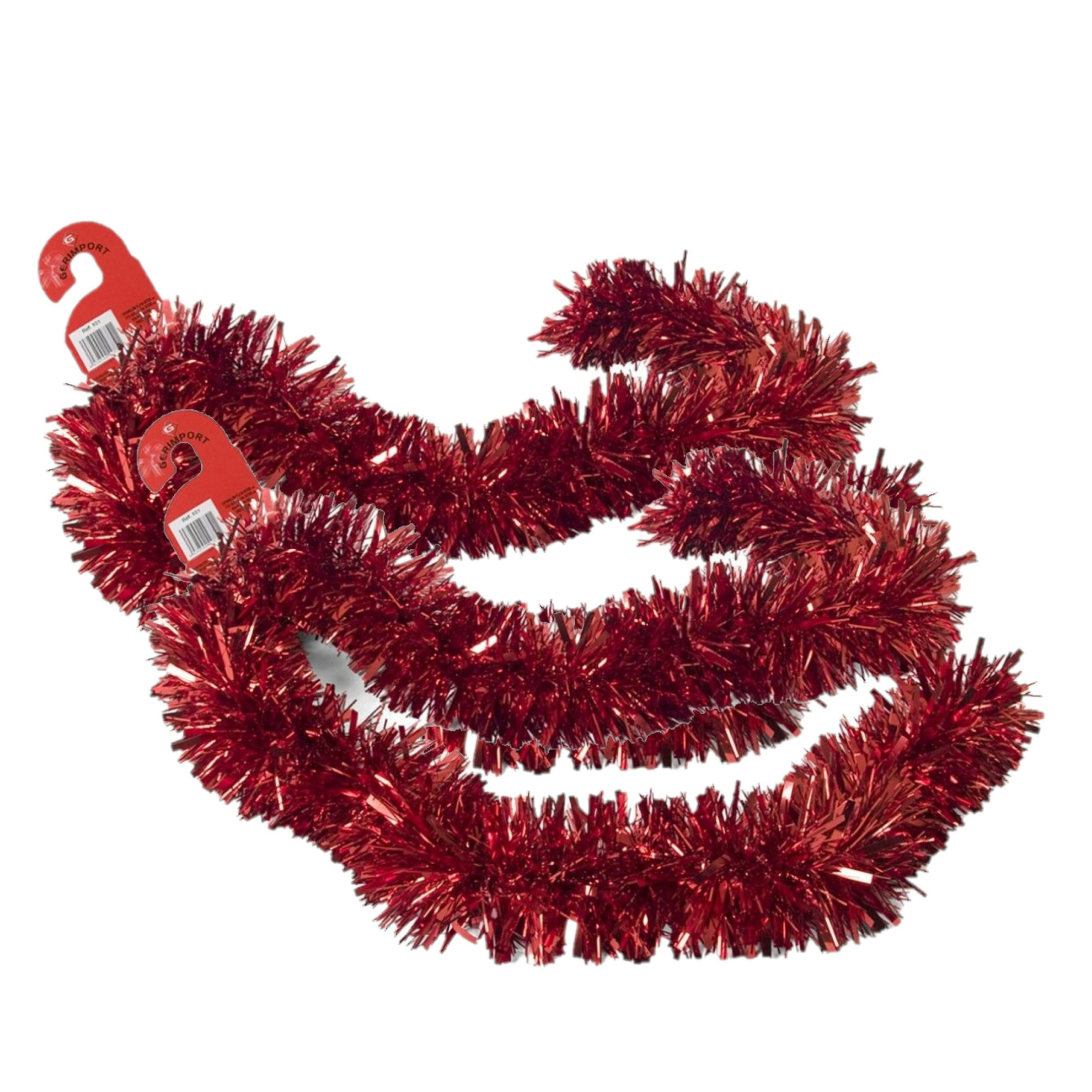 2x stuks kerstboom folie slingers/lametta guirlandes van 180 x 12 cm in de kleur glitter rood -