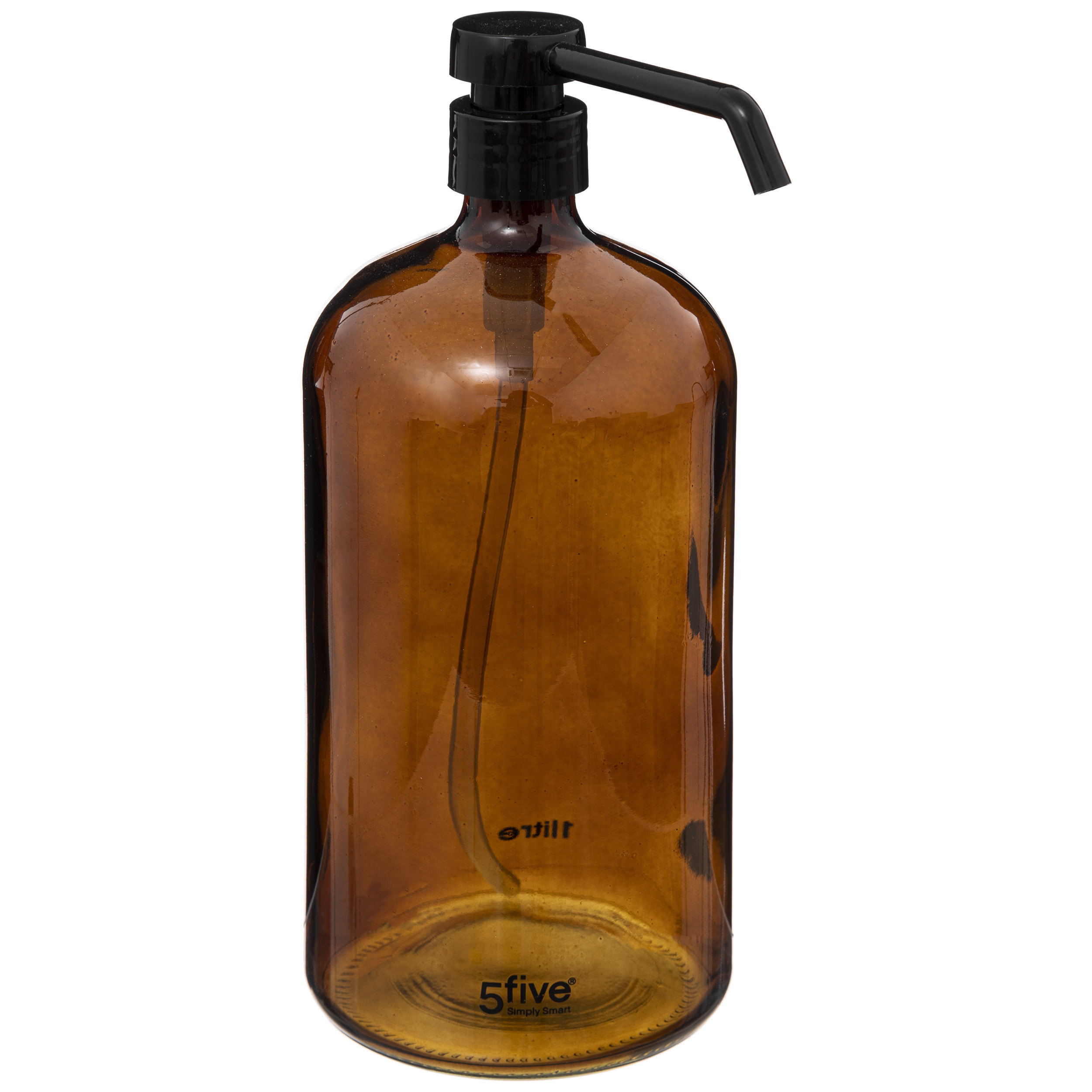 Zeeppompje/zeepdispenser van glas - bruin - 1 liter -