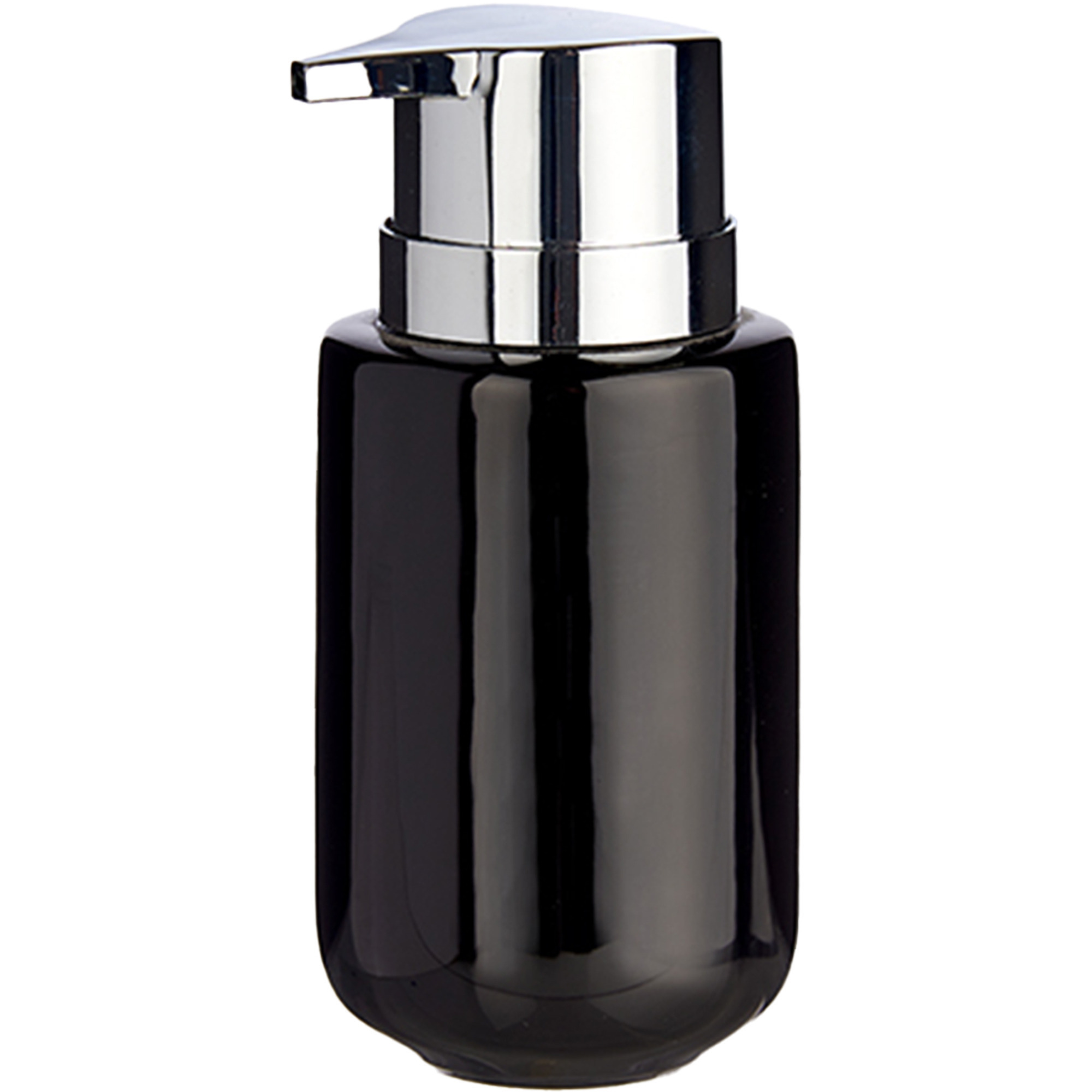 Zeeppompje/dispenser van keramiek - zwart/zilver - 350 ml -