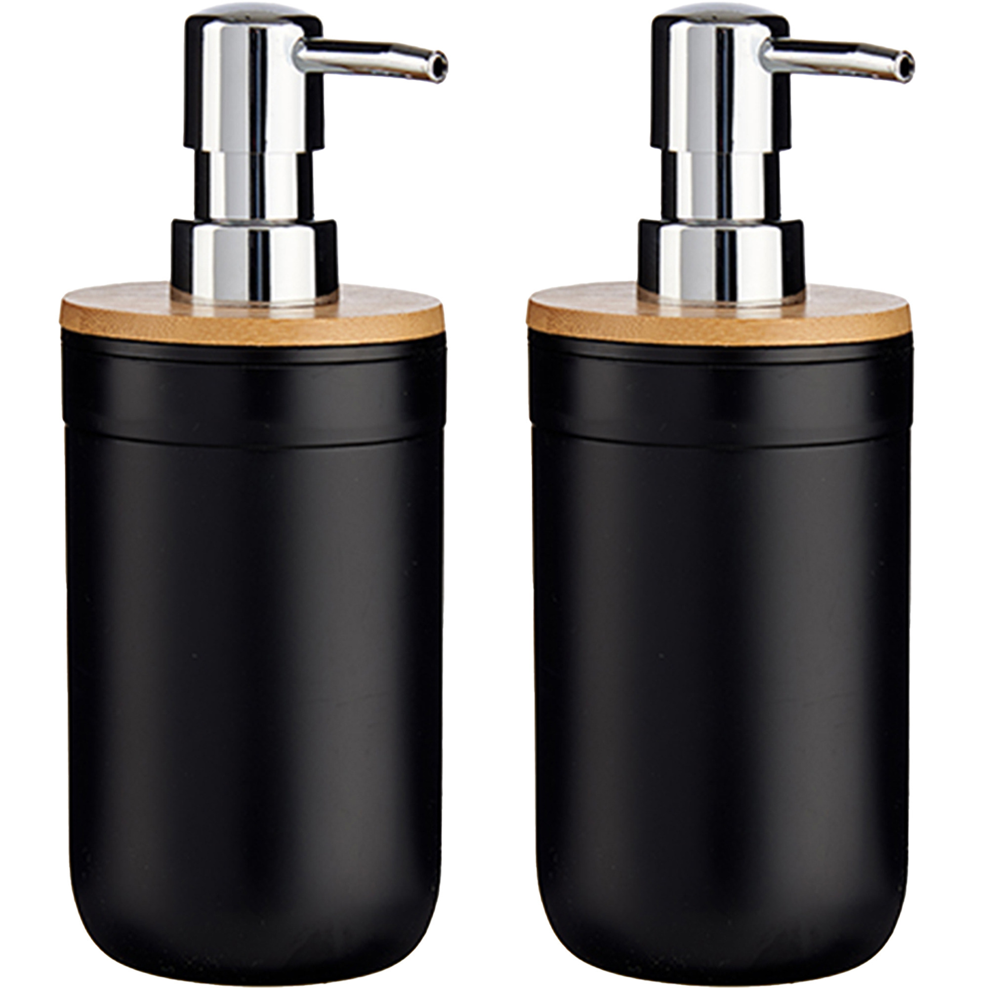 2x Stuks Zeeppompjes/zeepdispensers kunststof - zwart - 350 ml -