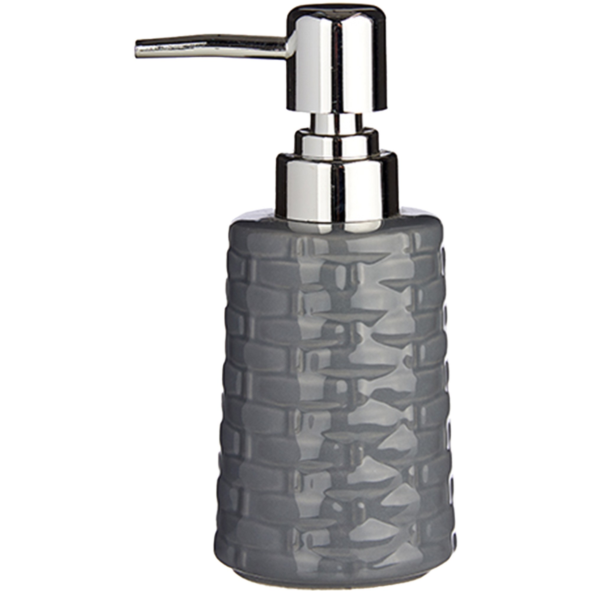 Zeeppompje/dispenser van keramiek - grijs/zilver - 350 ml -