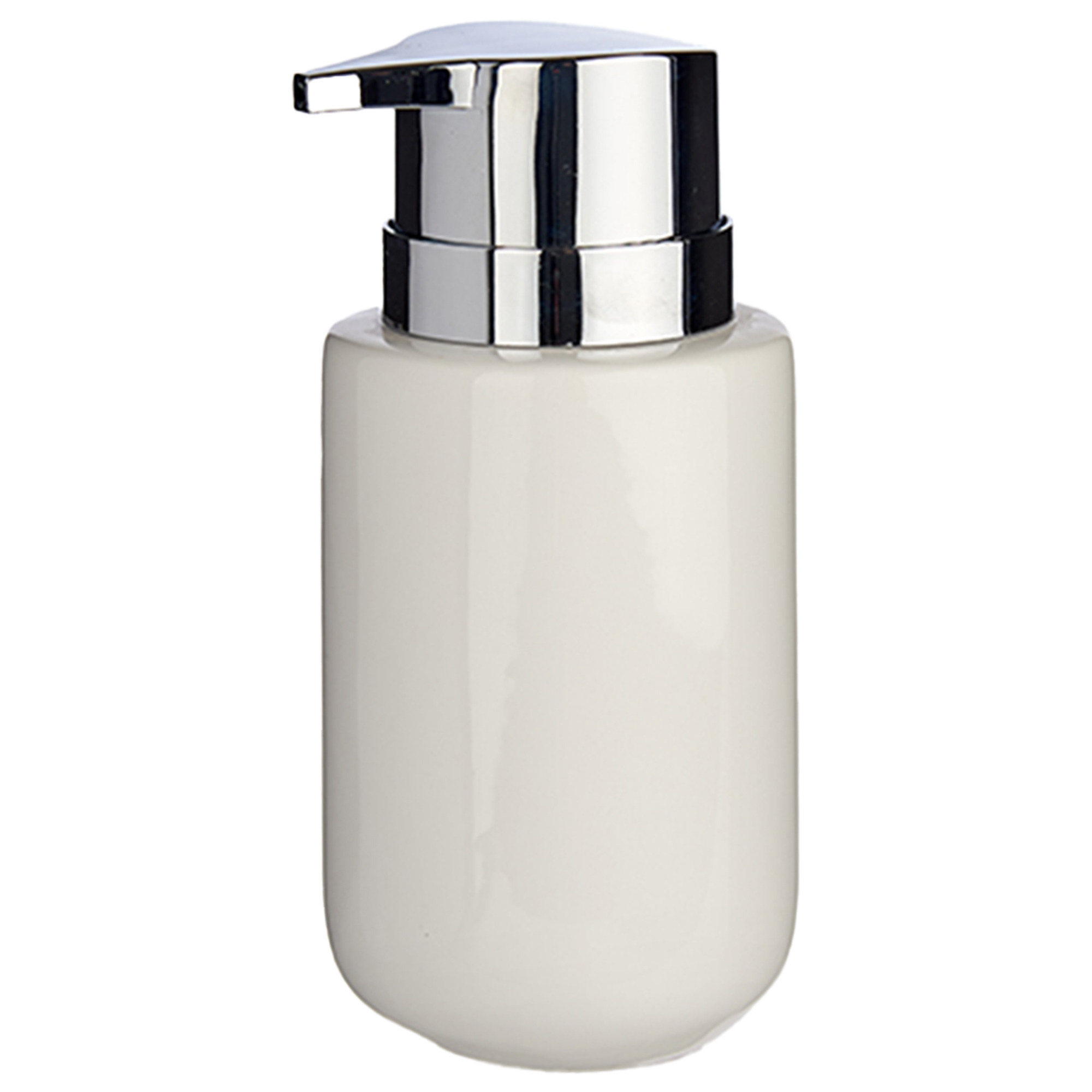 Zeeppompje/dispenser van keramiek - wit/zilver - 350 ml -